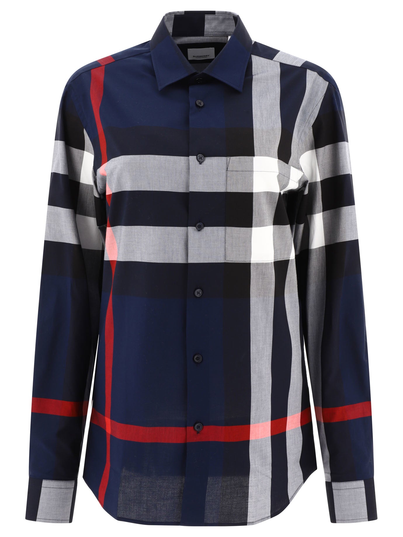 Burberry-Check Shirt Shirts Blu-Donna