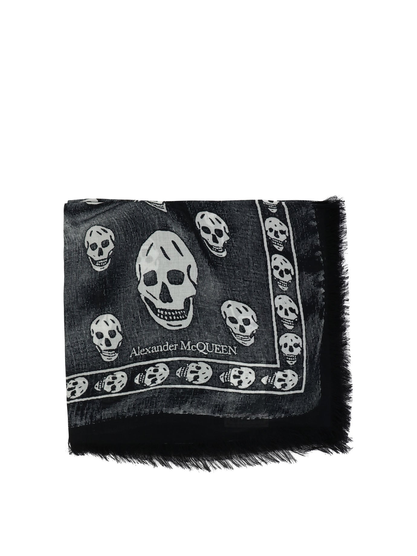 Alexander Mcqueen-Skull Trompe L Scarves Nero-Uomo