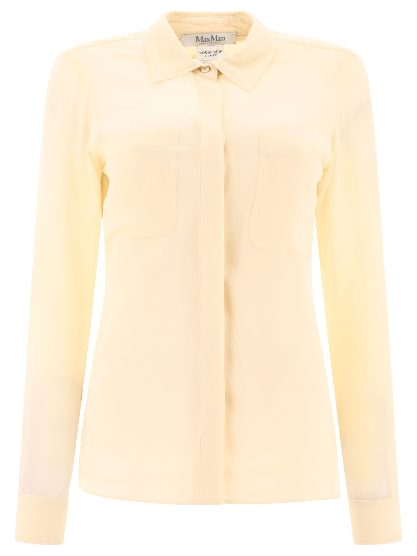 Max Mara-Silk Georgette Shirt Shirts Beige-Donna