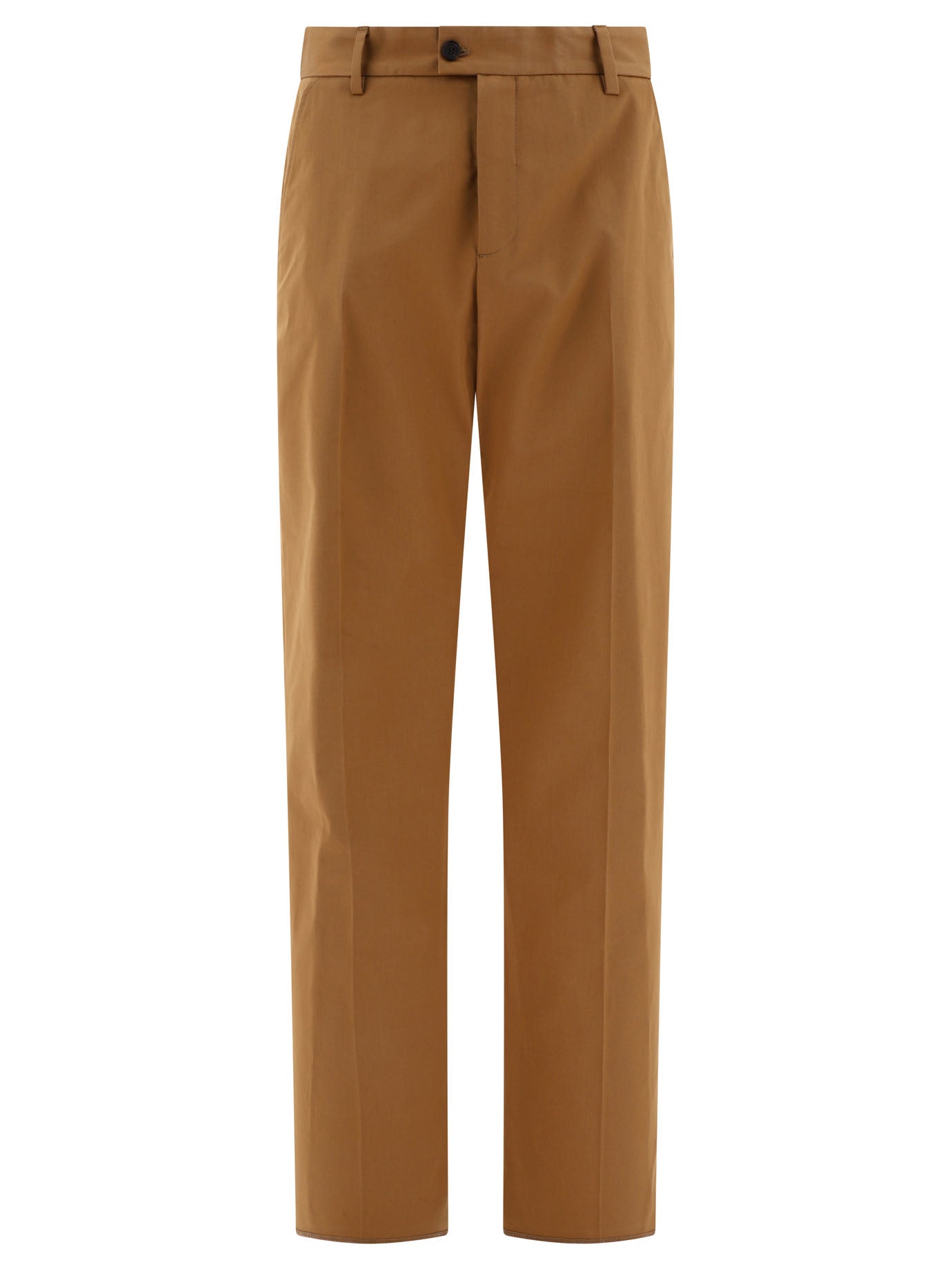 Alexander Mcqueen-Tailored With Back Logo Trousers Marrone-Uomo