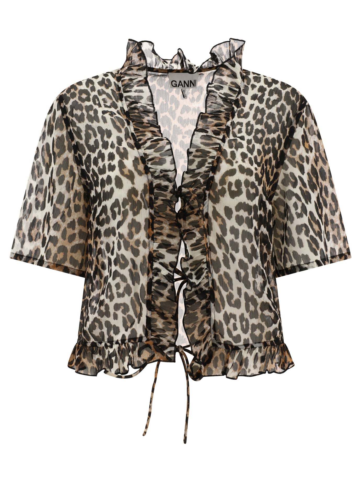 Ganni-Animalier Top Top Marrone-Donna