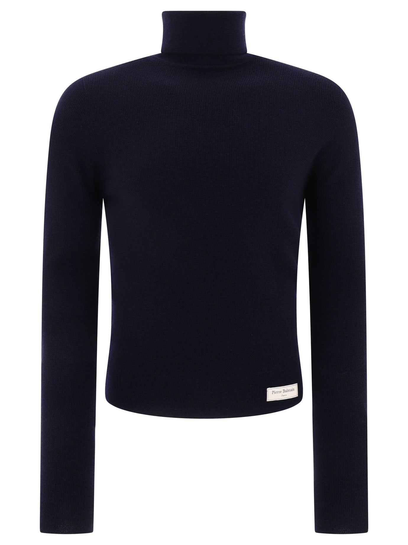 Balmain-Sweater With Patch Logo Knitwear Blu-Uomo