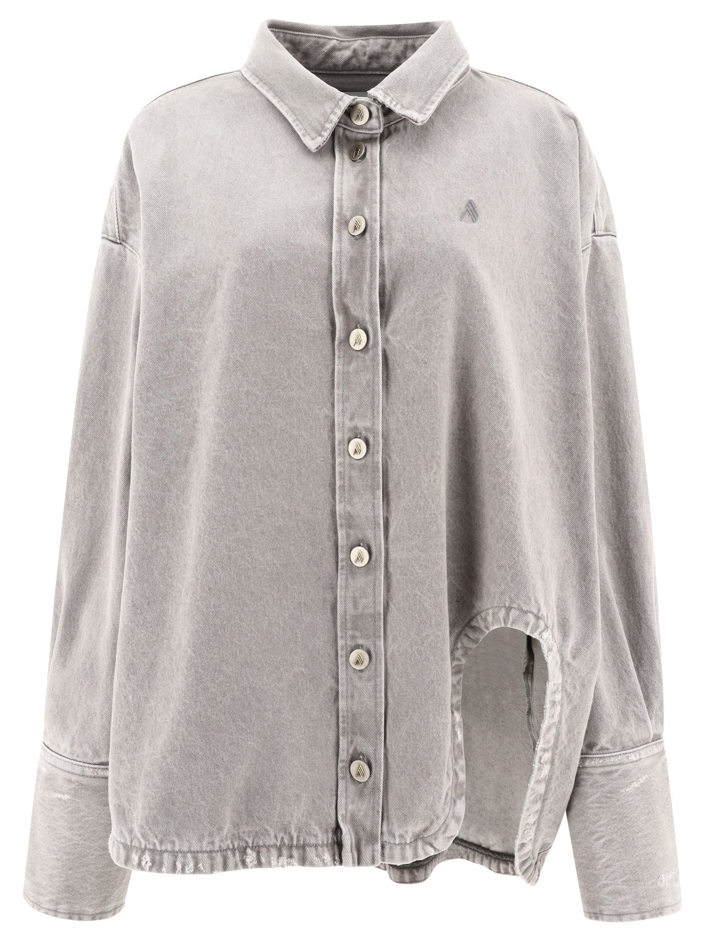 The Attico-Denim Jacket With Cut-Out Giacche Grey-Donna