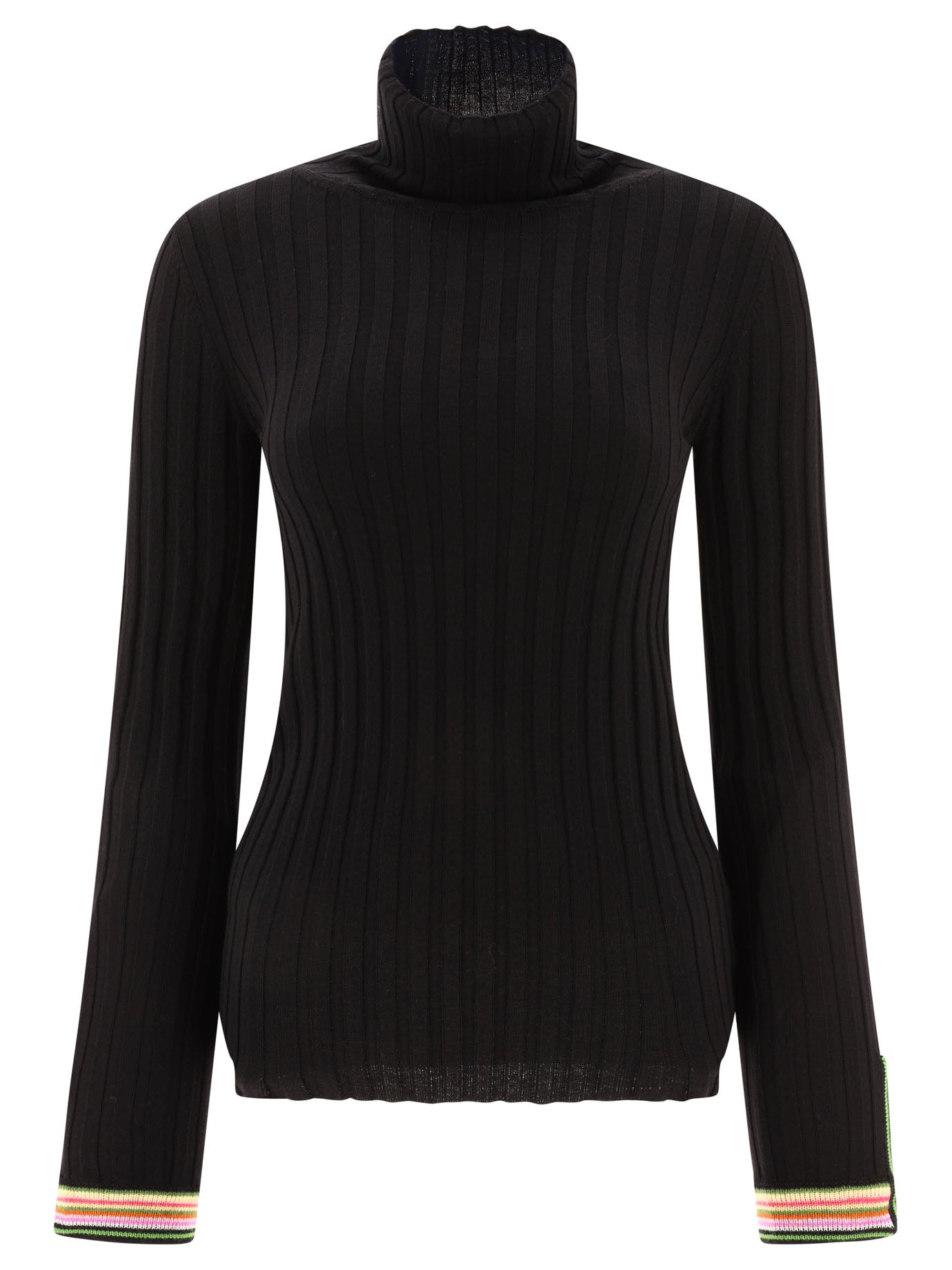 Etro-Turtleneck With Contrasting Profiles Knitwear Nero-Donna