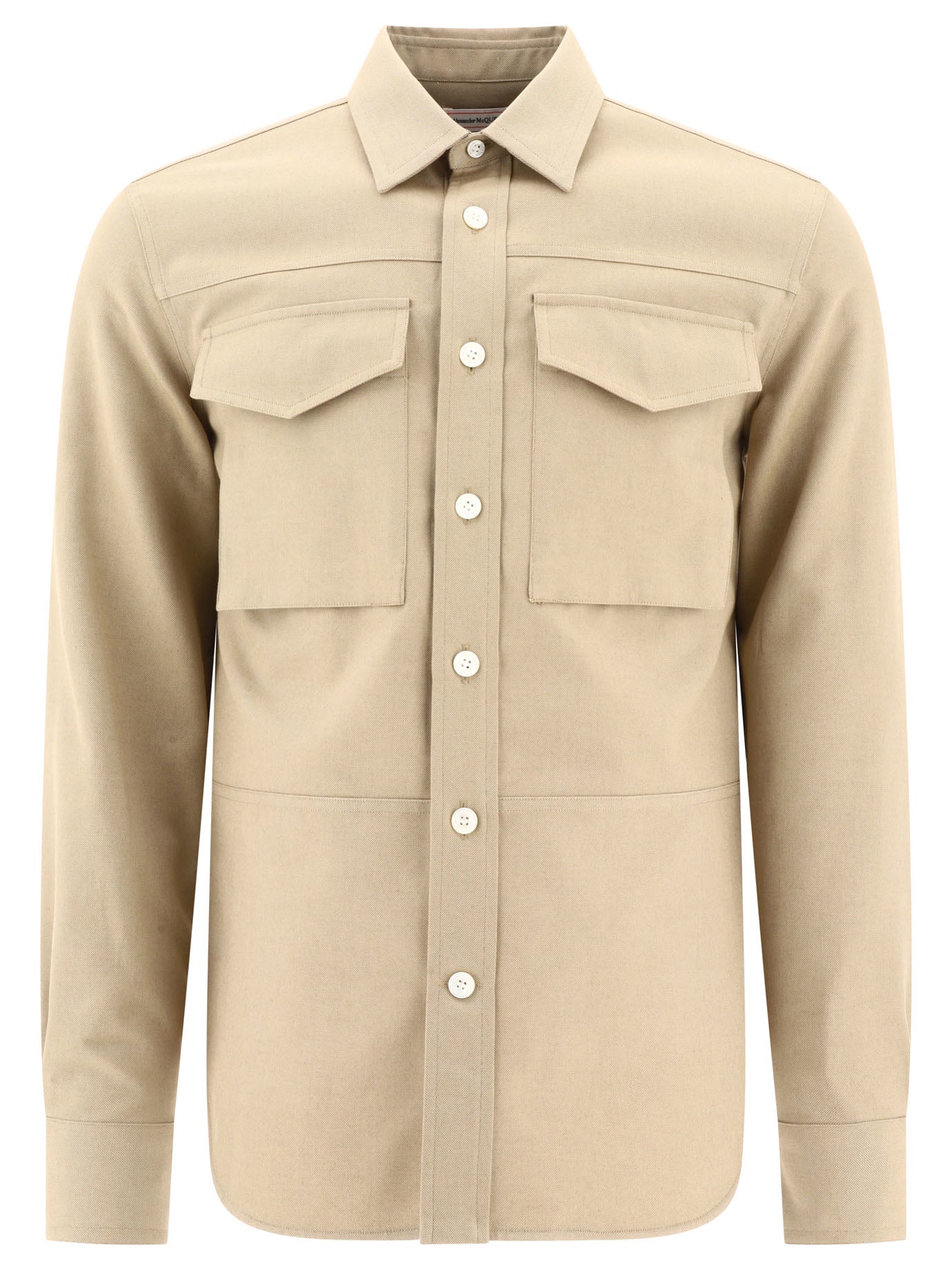 Alexander Mcqueen-Overshirt With Flap Pockets Giacche Beige-Uomo