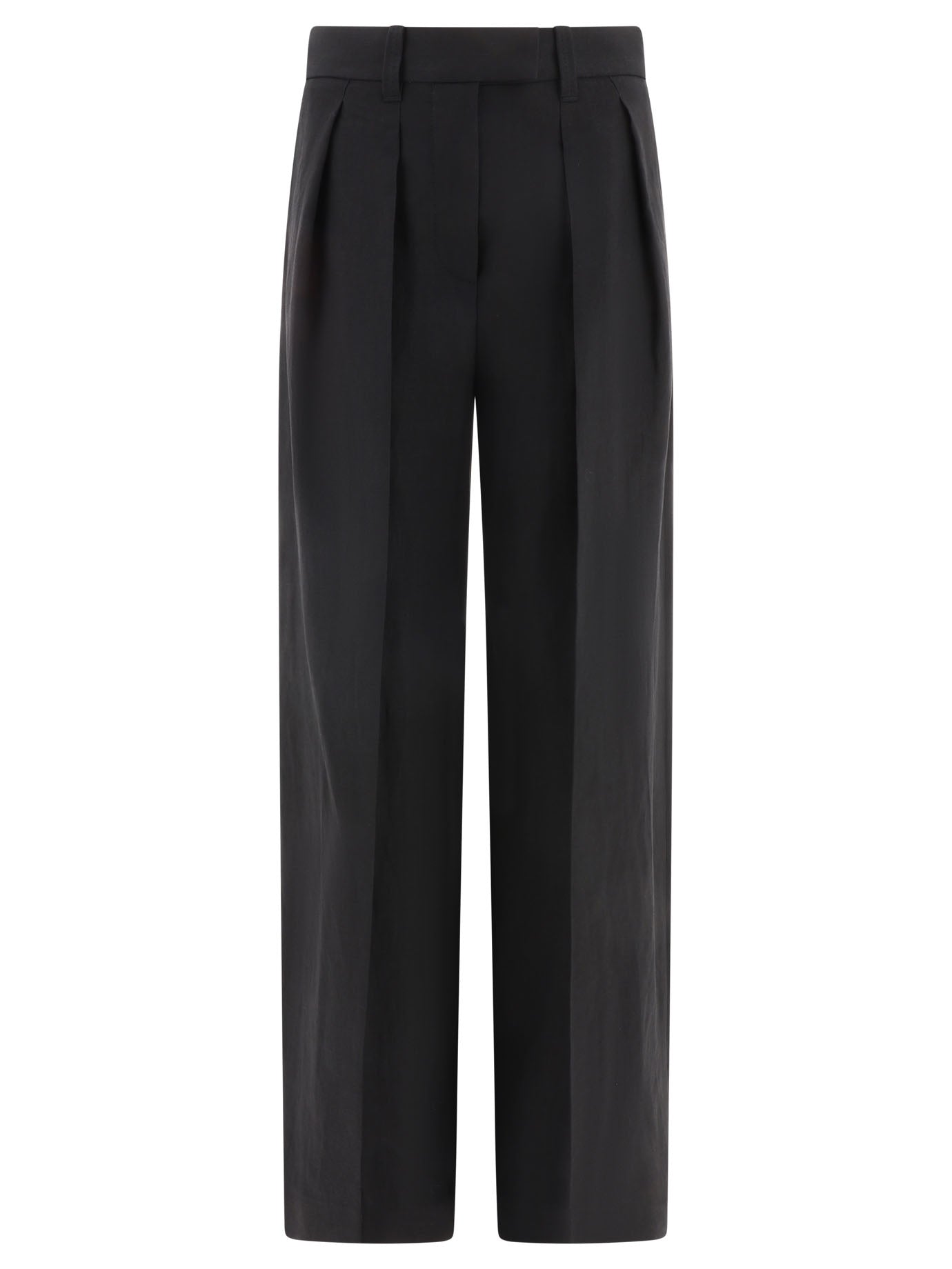 Brunello Cucinelli-Wide Tailored Trousers Nero-Donna