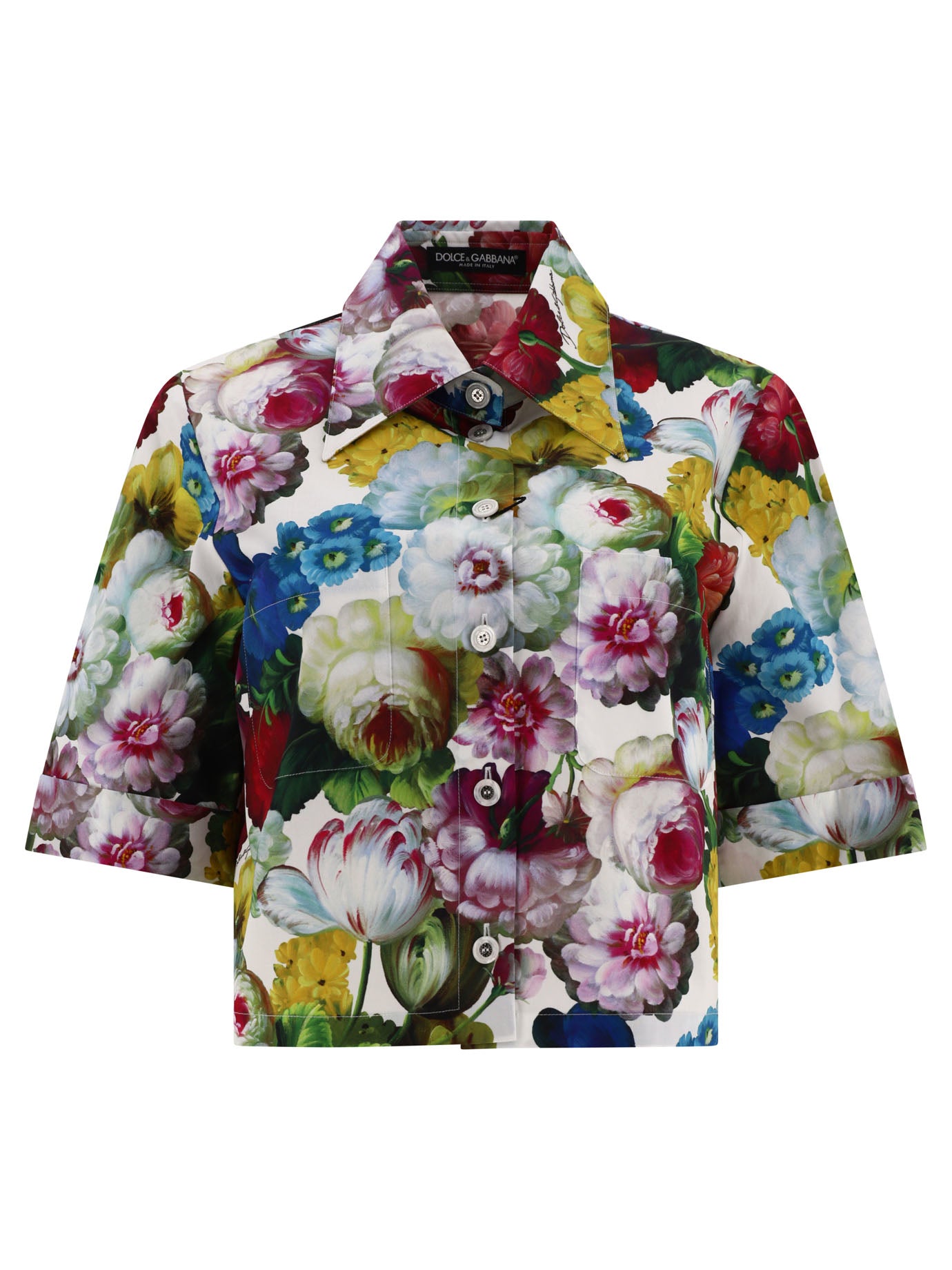 Dolce & Gabbana-Shirt With Nocturnal Flower Print Shirts Bianco-Donna