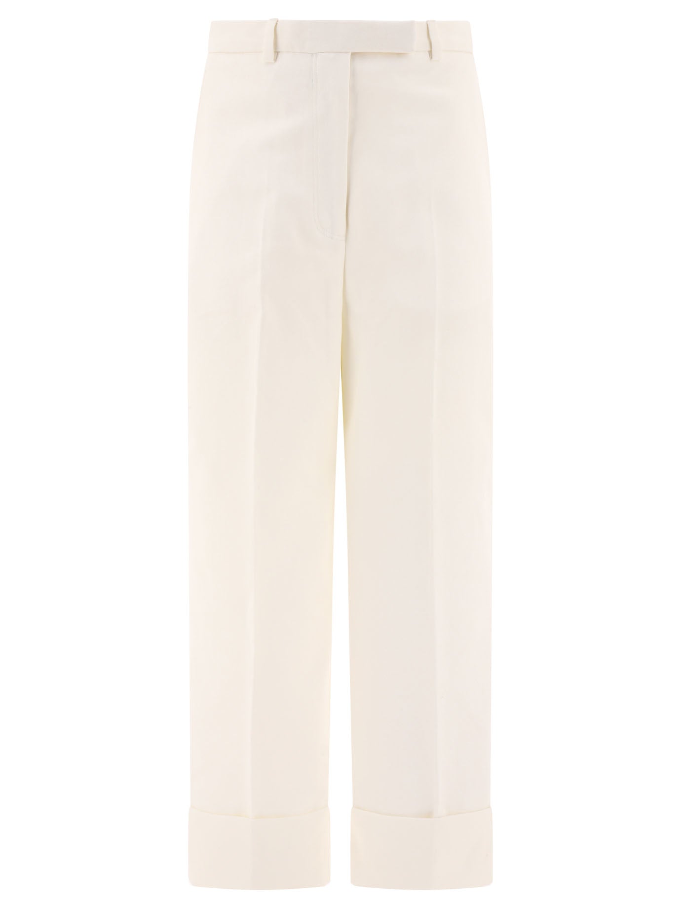 Thom Browne-In Organic Cotton Trousers Bianco-Donna