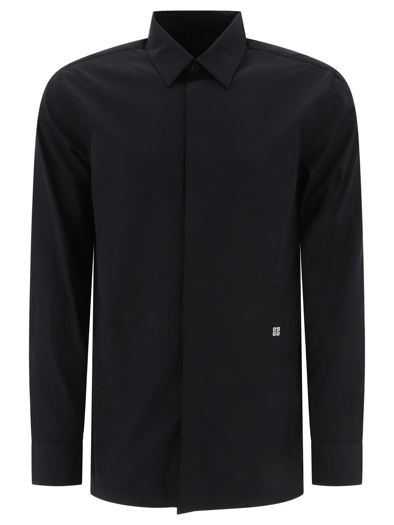 Givenchy-Shirt In Poplin Shirts Nero-Uomo