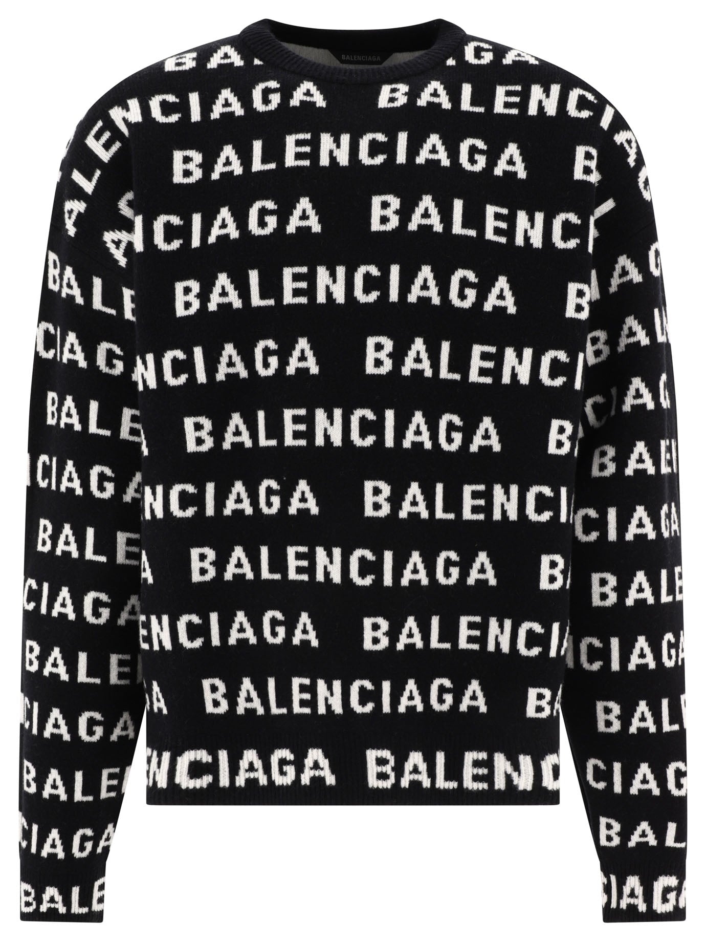 Balenciaga-Sweater With Logo Knitwear Nero-Uomo