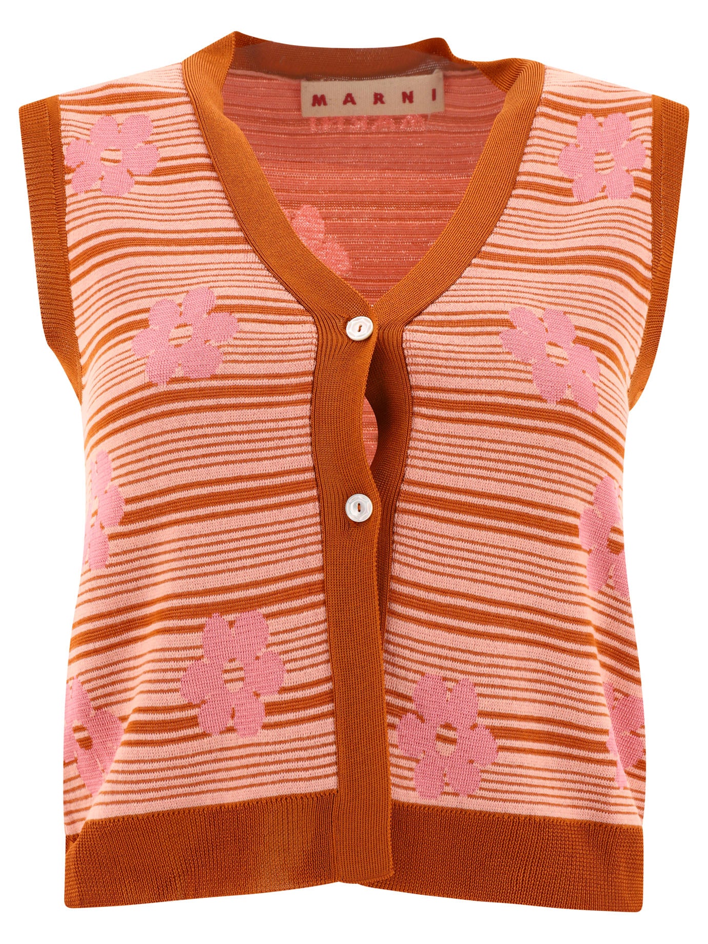 Marni-Striped Flowers Top Rosa-Donna