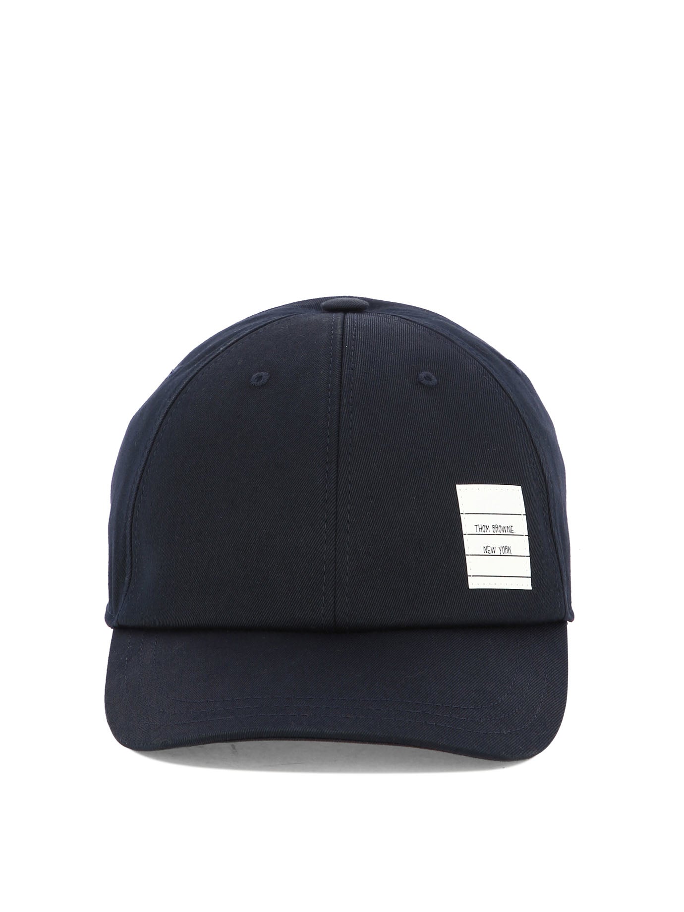 Thom Browne-Baseball Cap With Logo Patch Cappelli Blu-Uomo