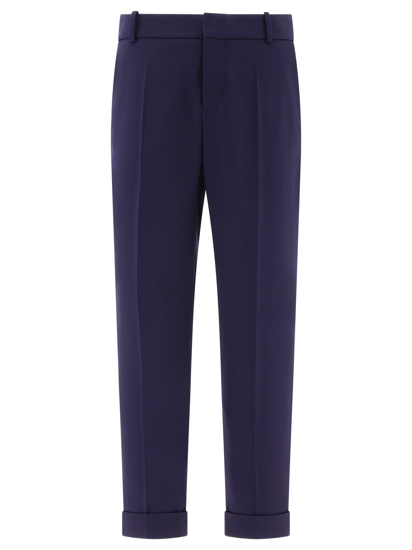 Balmain-Twill Tailored Trousers Blu-Uomo