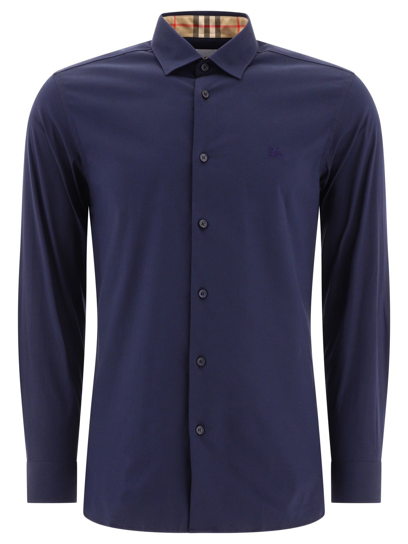 Burberry-Ekd Stretch Cotton Shirt Shirts Blu-Uomo