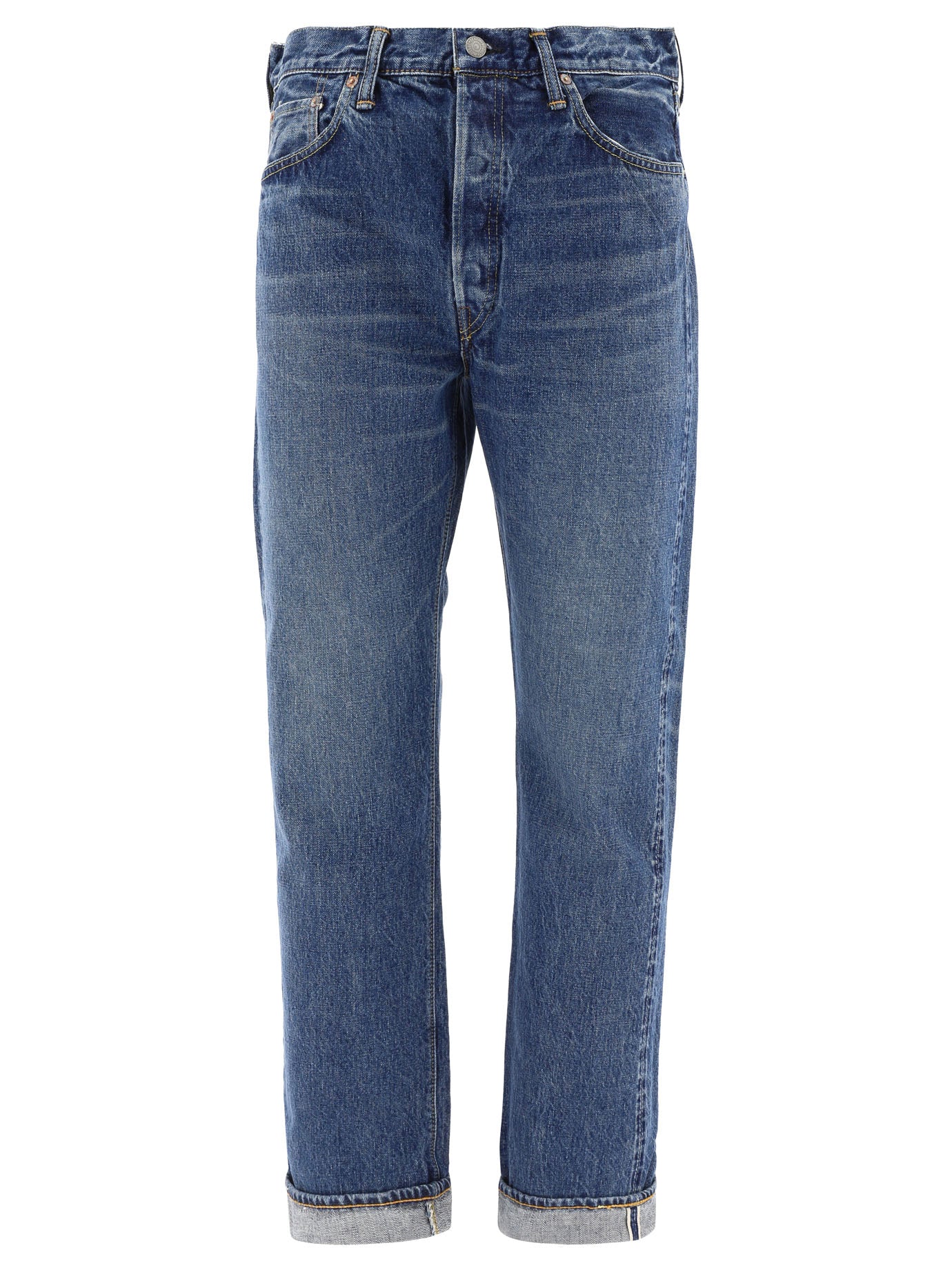 Orslow-105 Standard Selvedge Denim Jeans Celeste-Uomo