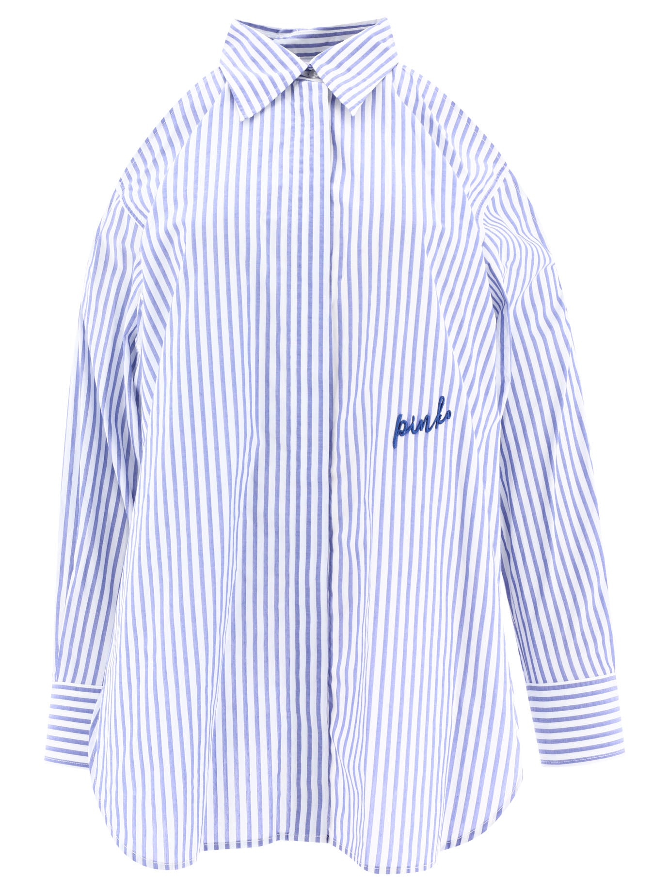 Pinko-Striped Shirt With Shoulder Openings Shirts Blu-Donna