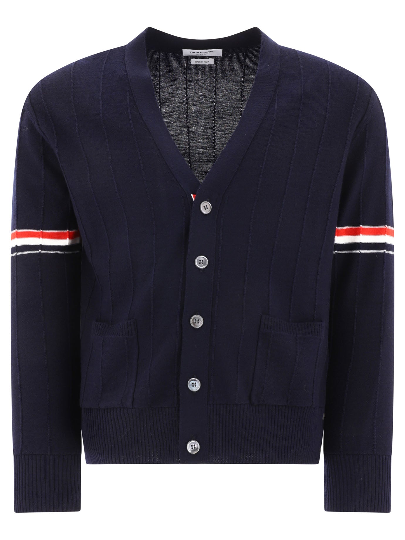 Thom Browne-Rwb Wool Cardigan Knitwear Blu-Uomo