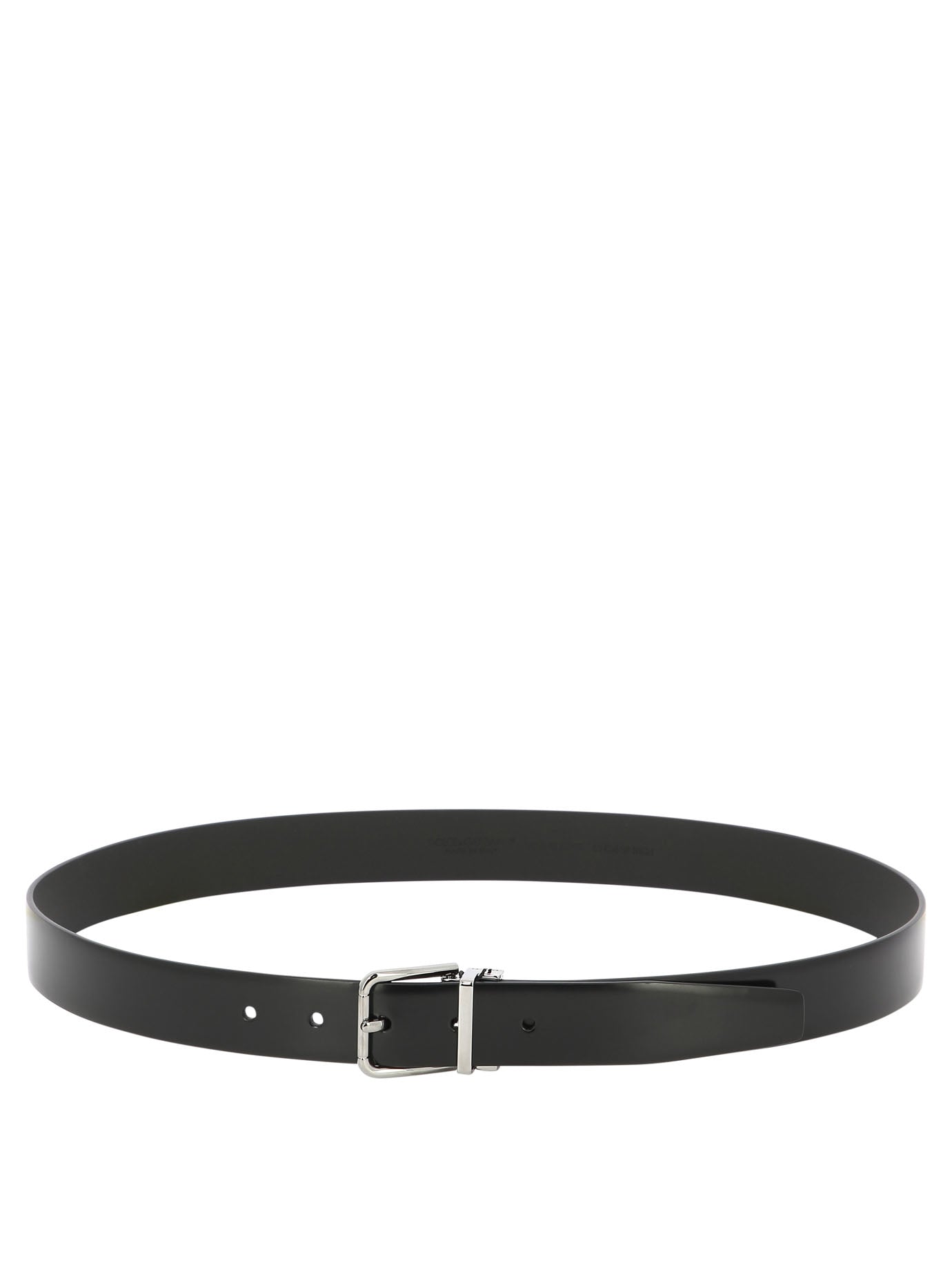 Dolce & Gabbana-Brushed Calfskin Leather Belt Cinture Nero-Uomo