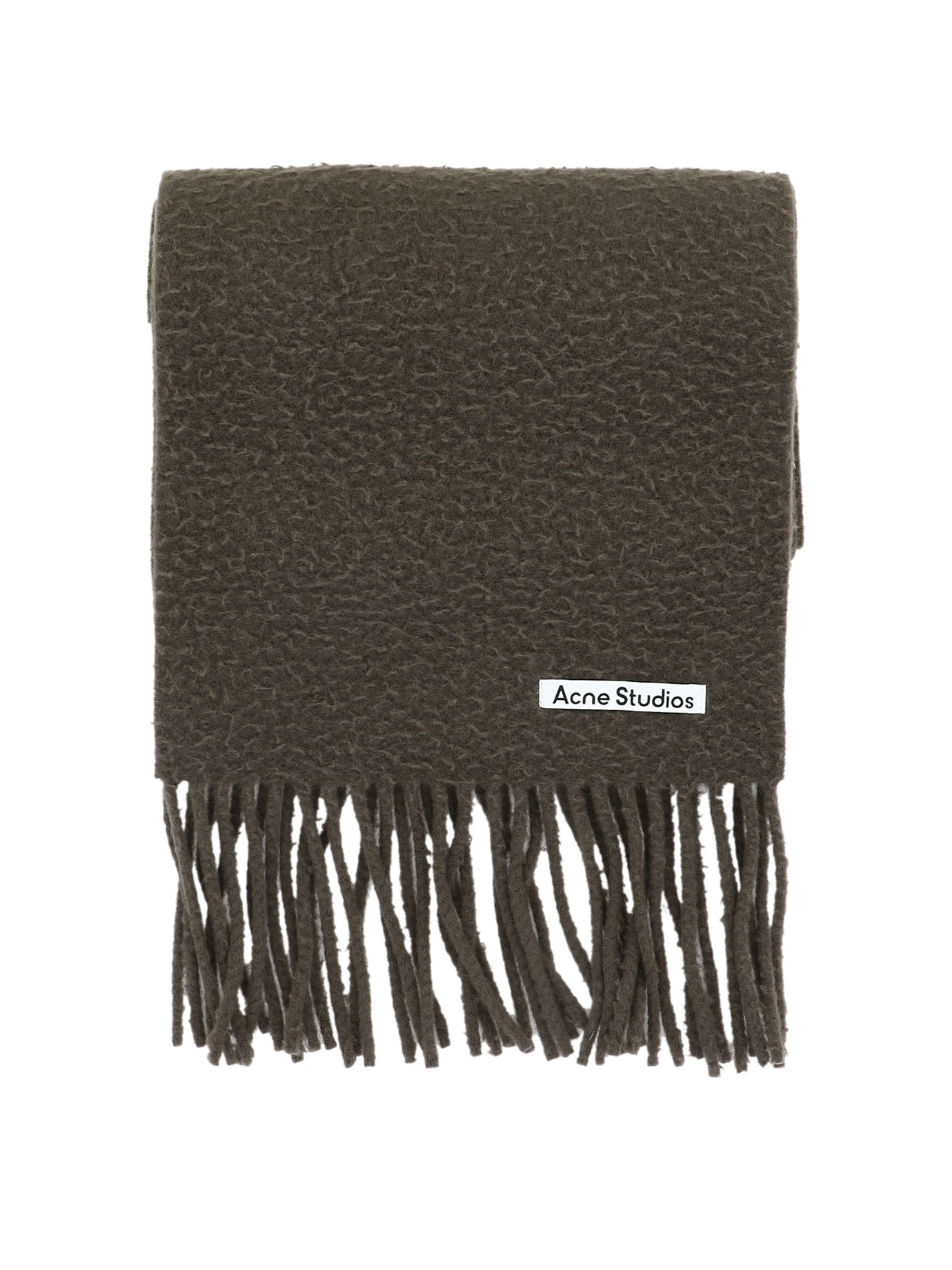 Acne Studios-Fringed Scarf Scarves Marrone-Uomo