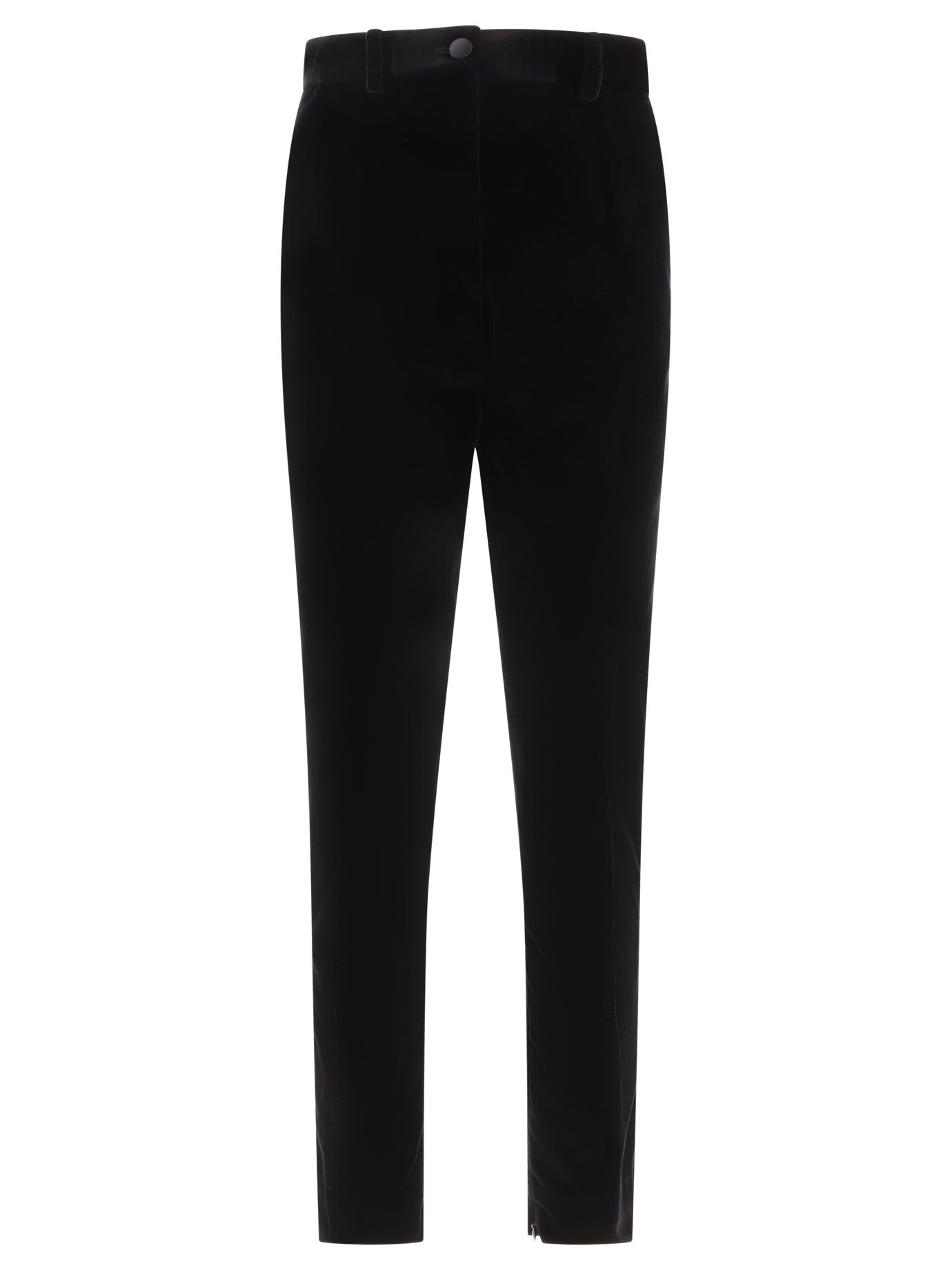 Dolce & Gabbana-Velvet Cigarette Trousers Nero-Donna