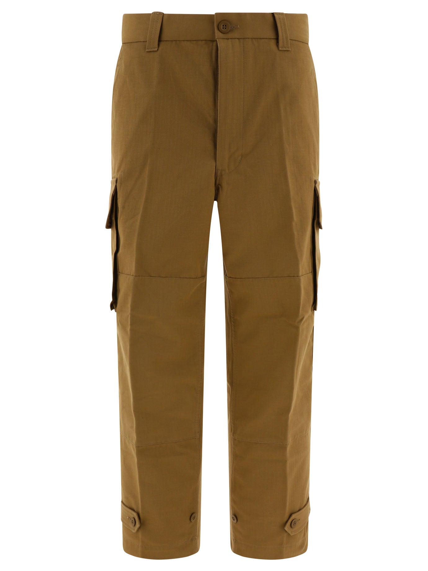 Comme Des GarçOns Homme-Cargo In Herringbone Cotton Trousers Beige-Uomo