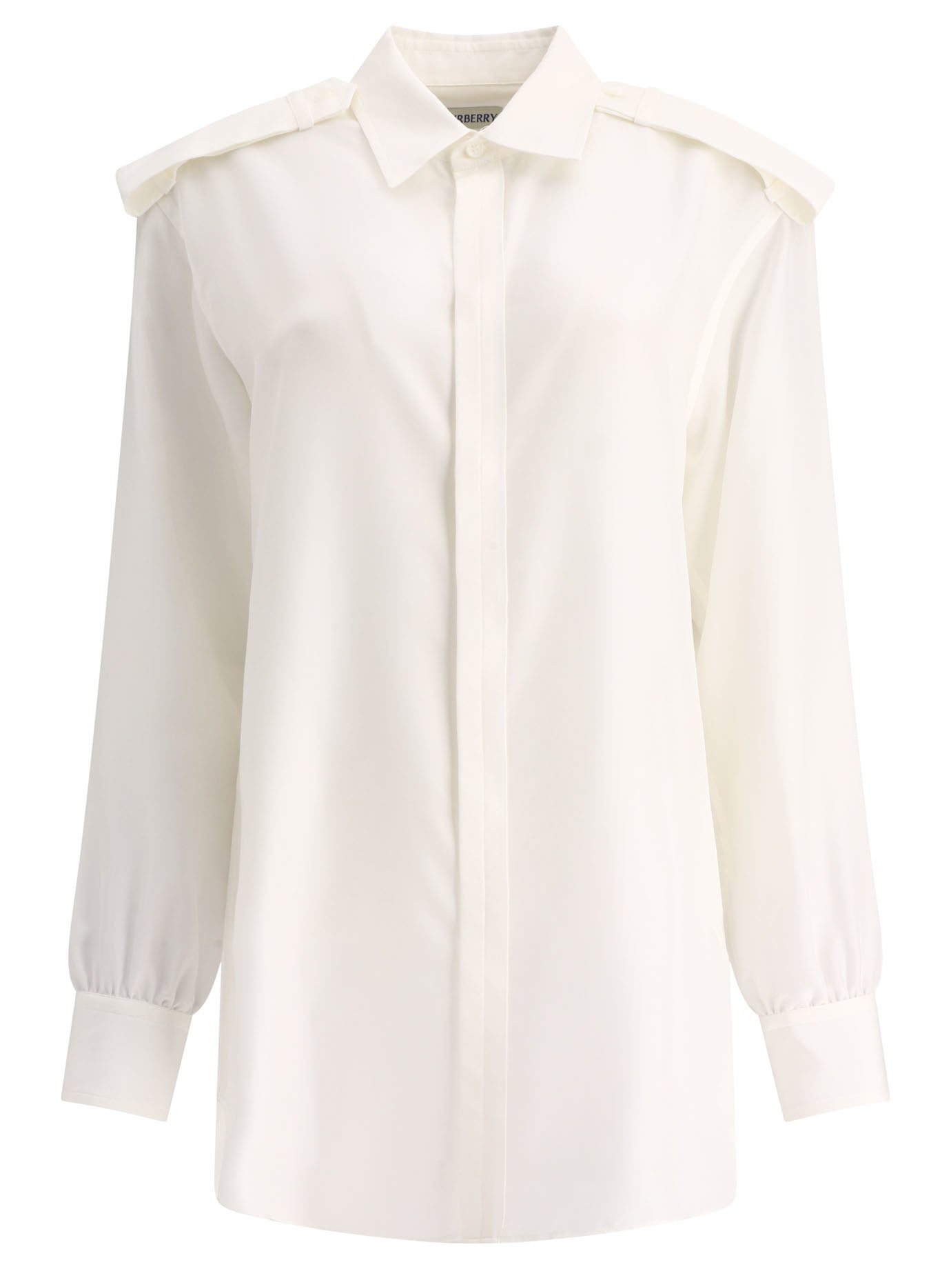 Burberry-Silk Shirt Shirts Bianco-Donna