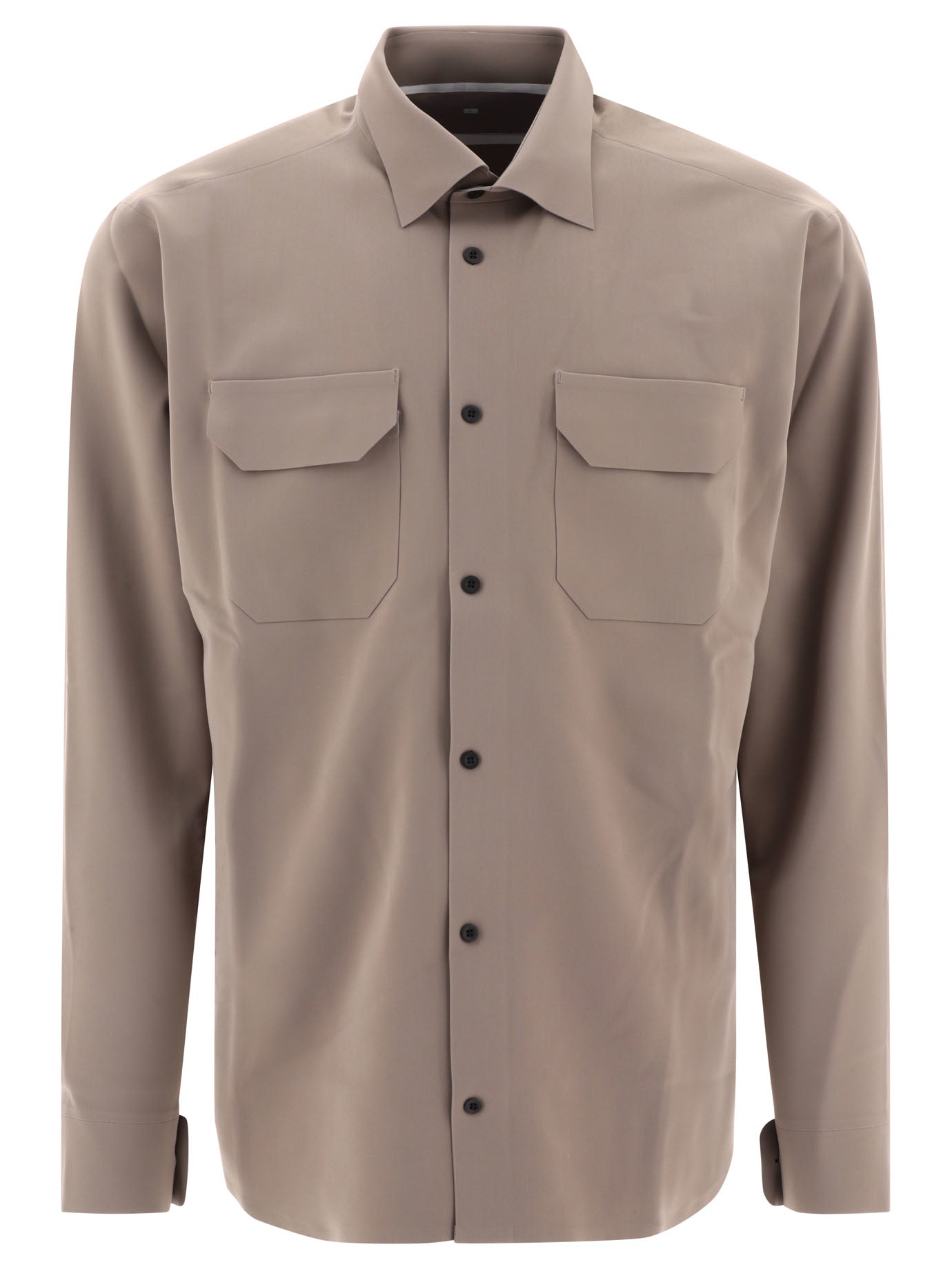 Gr10k-Two Pockets Bonded Shirts Grey-Uomo