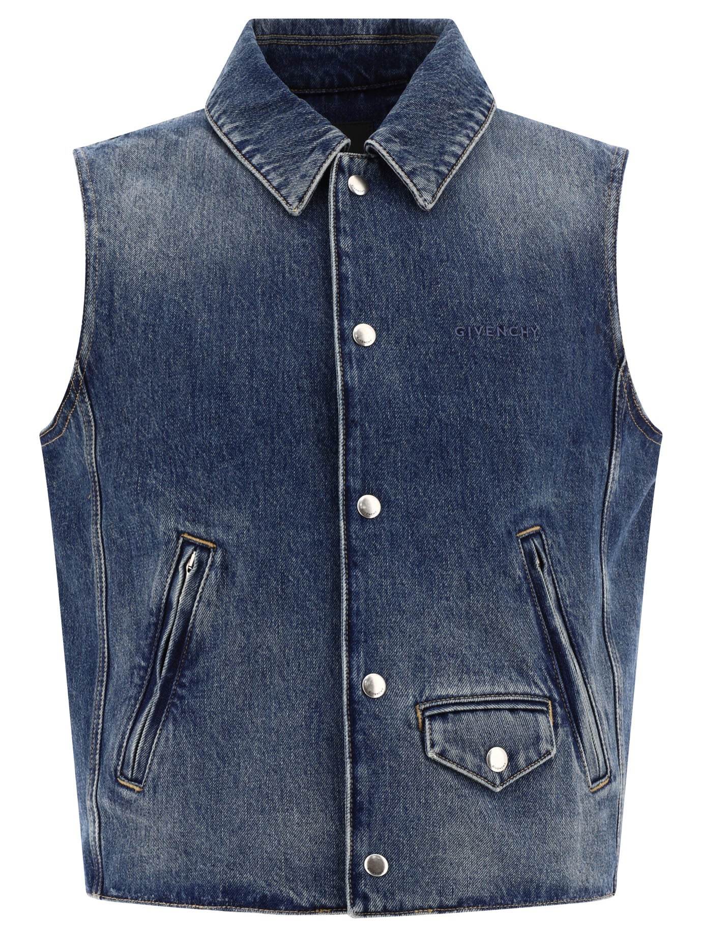 Givenchy-Denim Vest Jacket Giacche Blu-Uomo