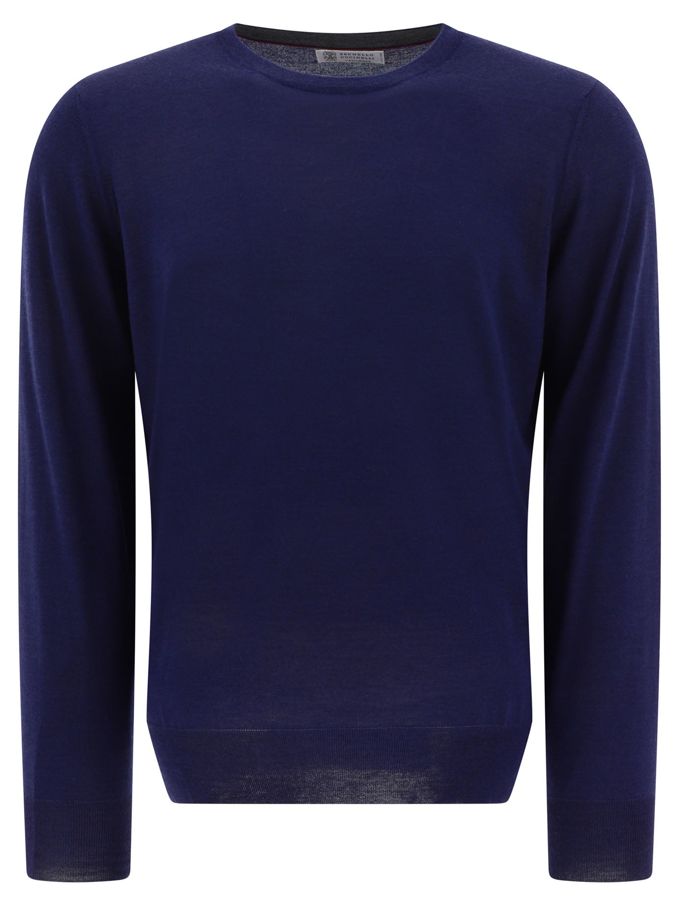 Brunello Cucinelli-Lightweight Cashmere And Silk Sweater Knitwear Blu-Uomo