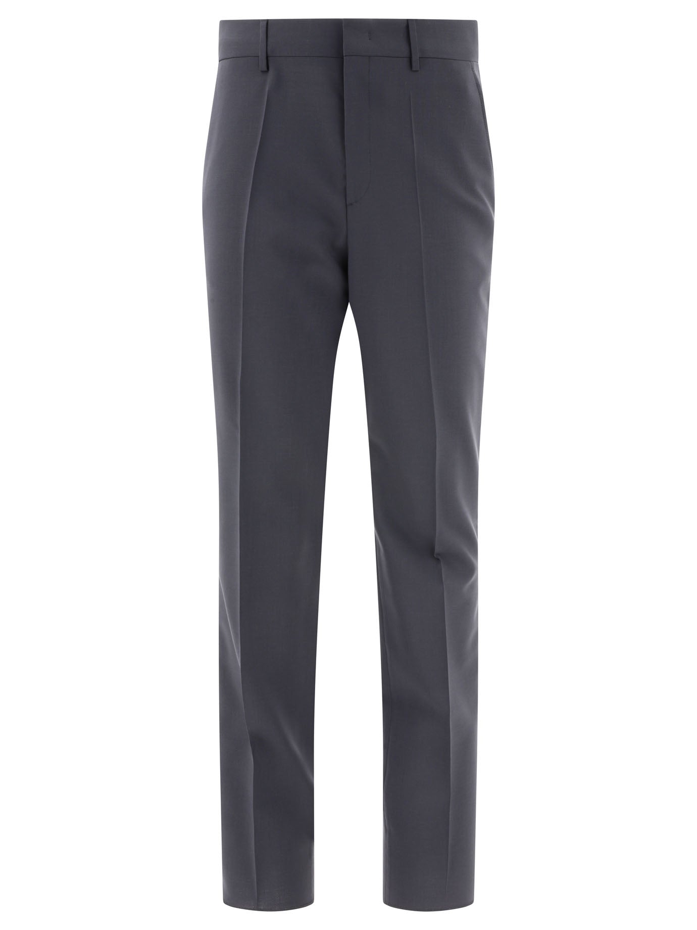 Valentino-Wool Tailored Trousers Grey-Uomo