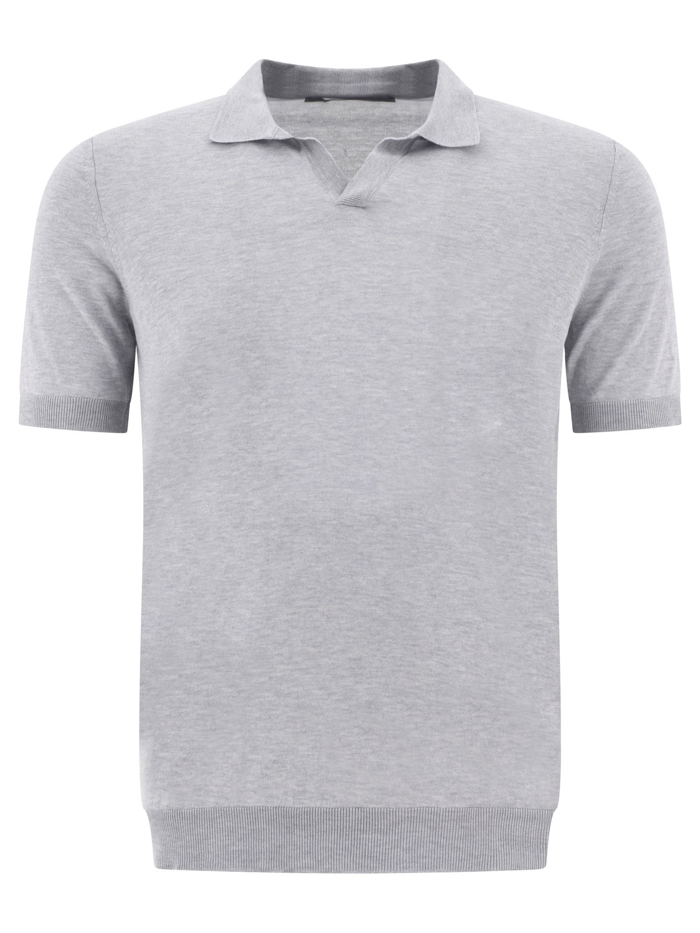 Tagliatore-Silk Polo Shirt Polo Shirts Grey-Uomo