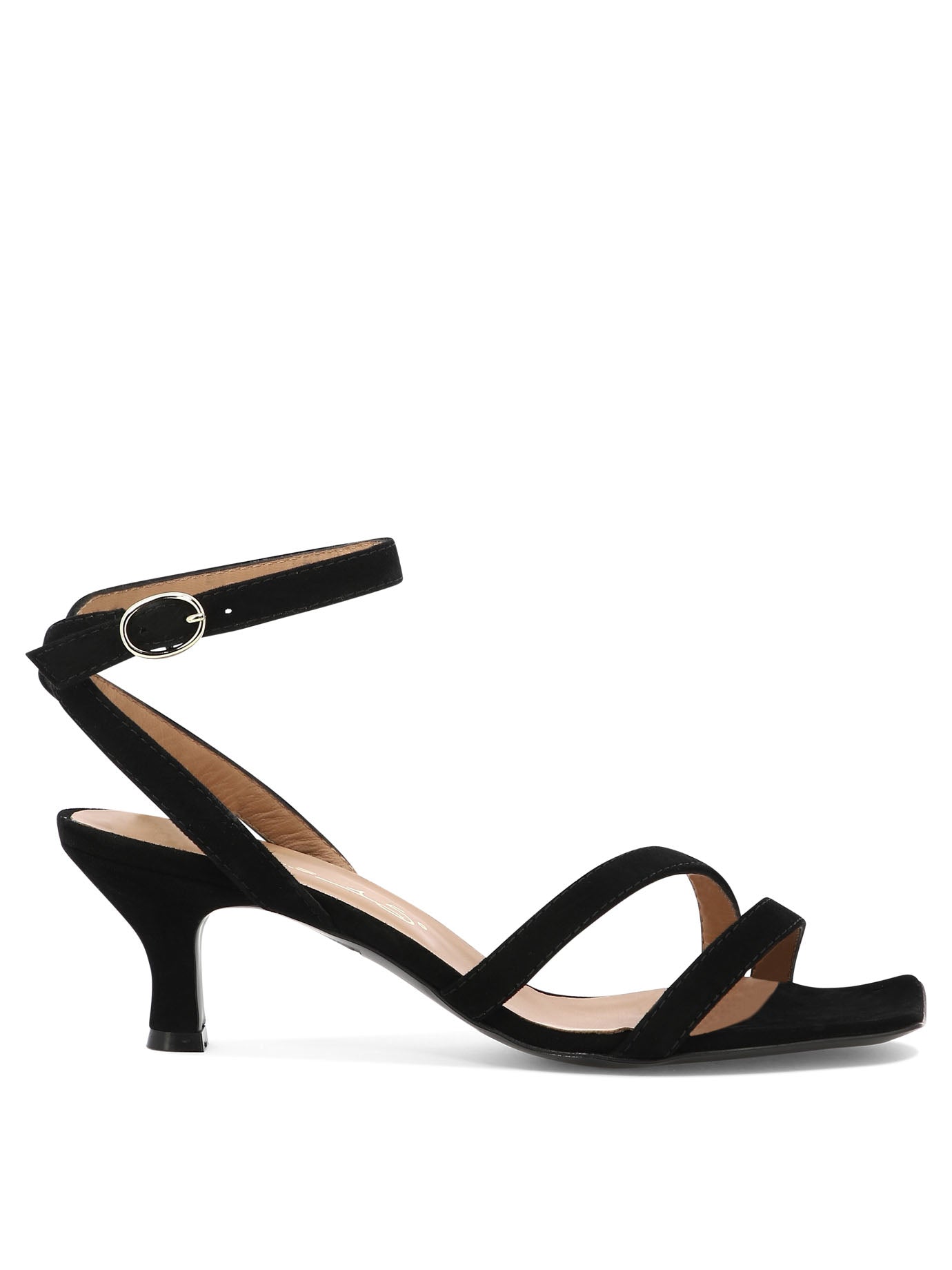 Via Roma 15-Suede Sandali Nero-Donna