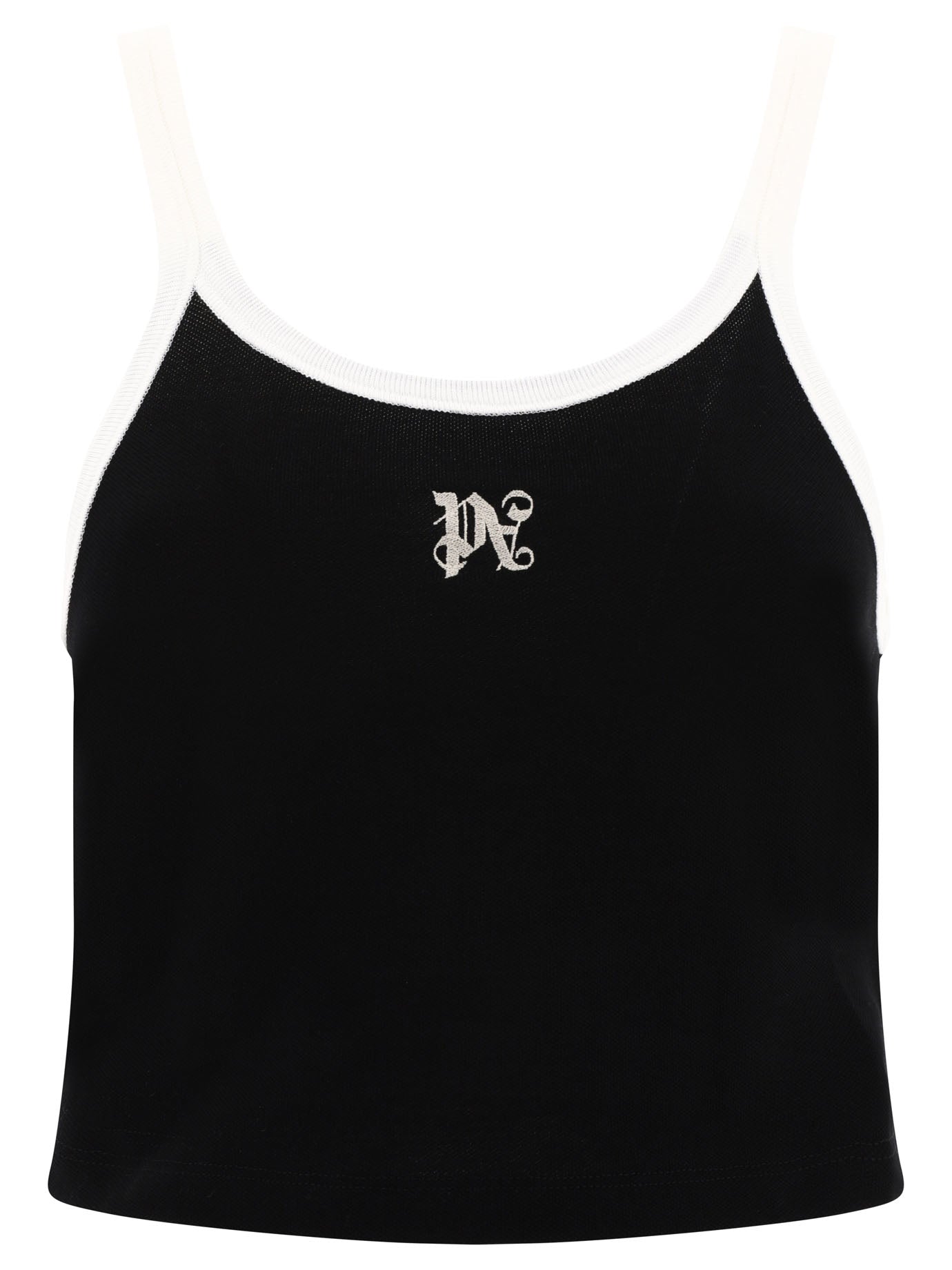 Palm Angels-Monogram Top Nero-Donna