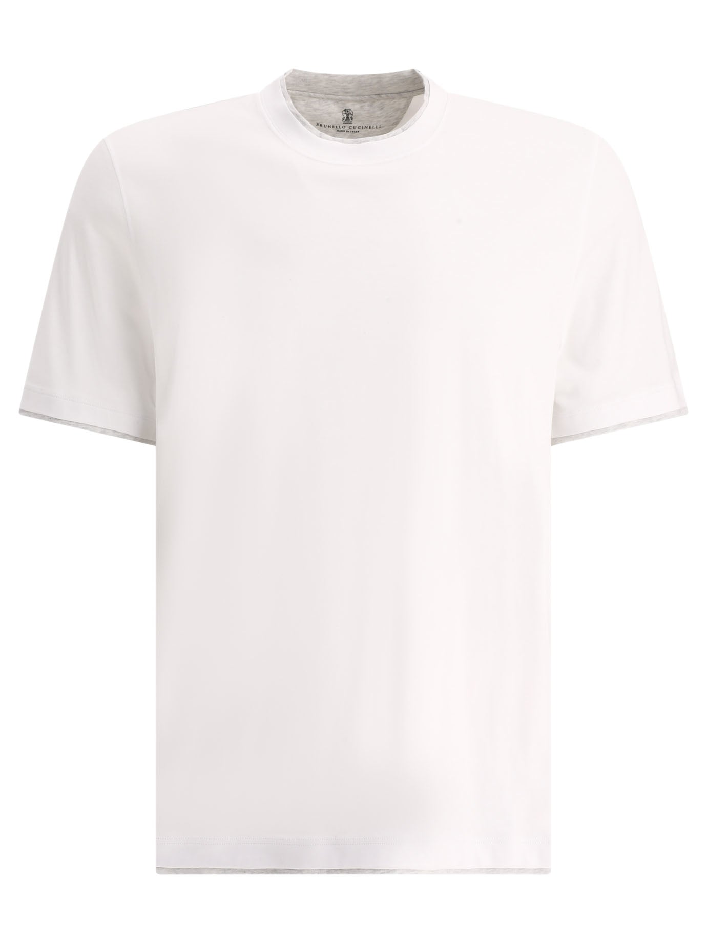 Brunello Cucinelli-Faux Layering T-Shirts Bianco-Uomo