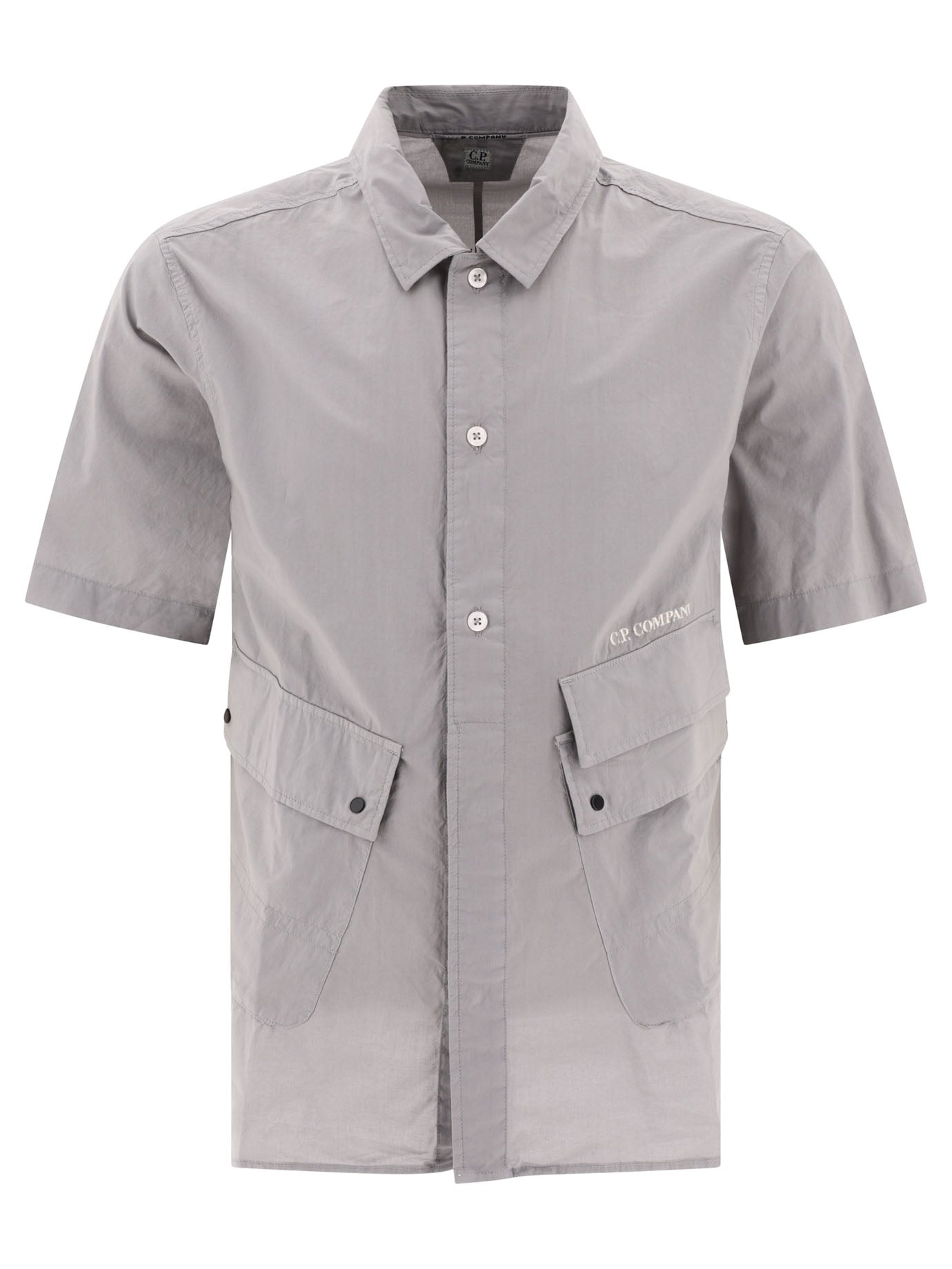 C. P. Company-Poplin Shirt With Pockets Shirts Grey-Uomo