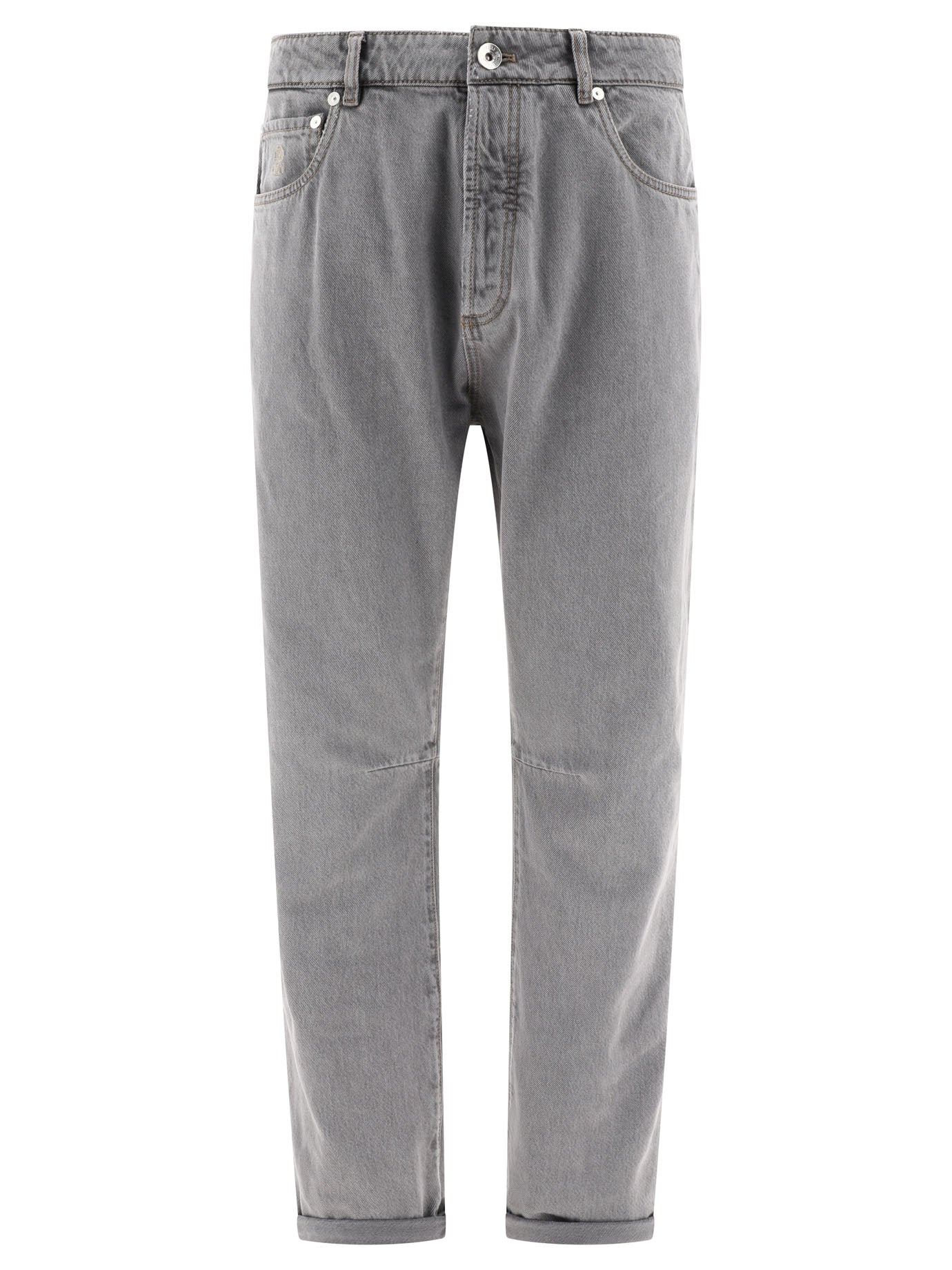 Brunello Cucinelli-Grayscale Denim Jeans Grey-Uomo