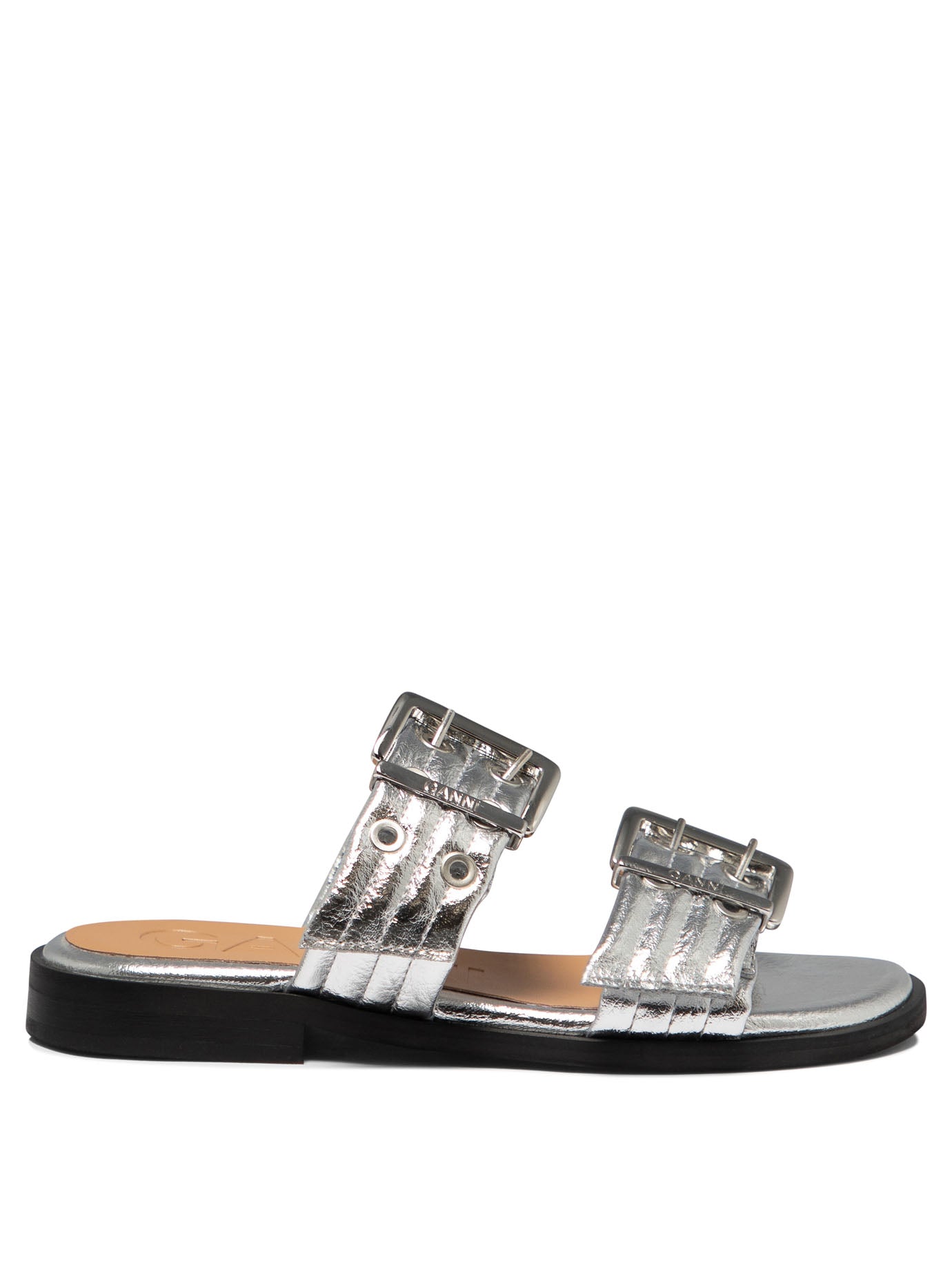 Ganni-Buckle Sandali Silver-Donna