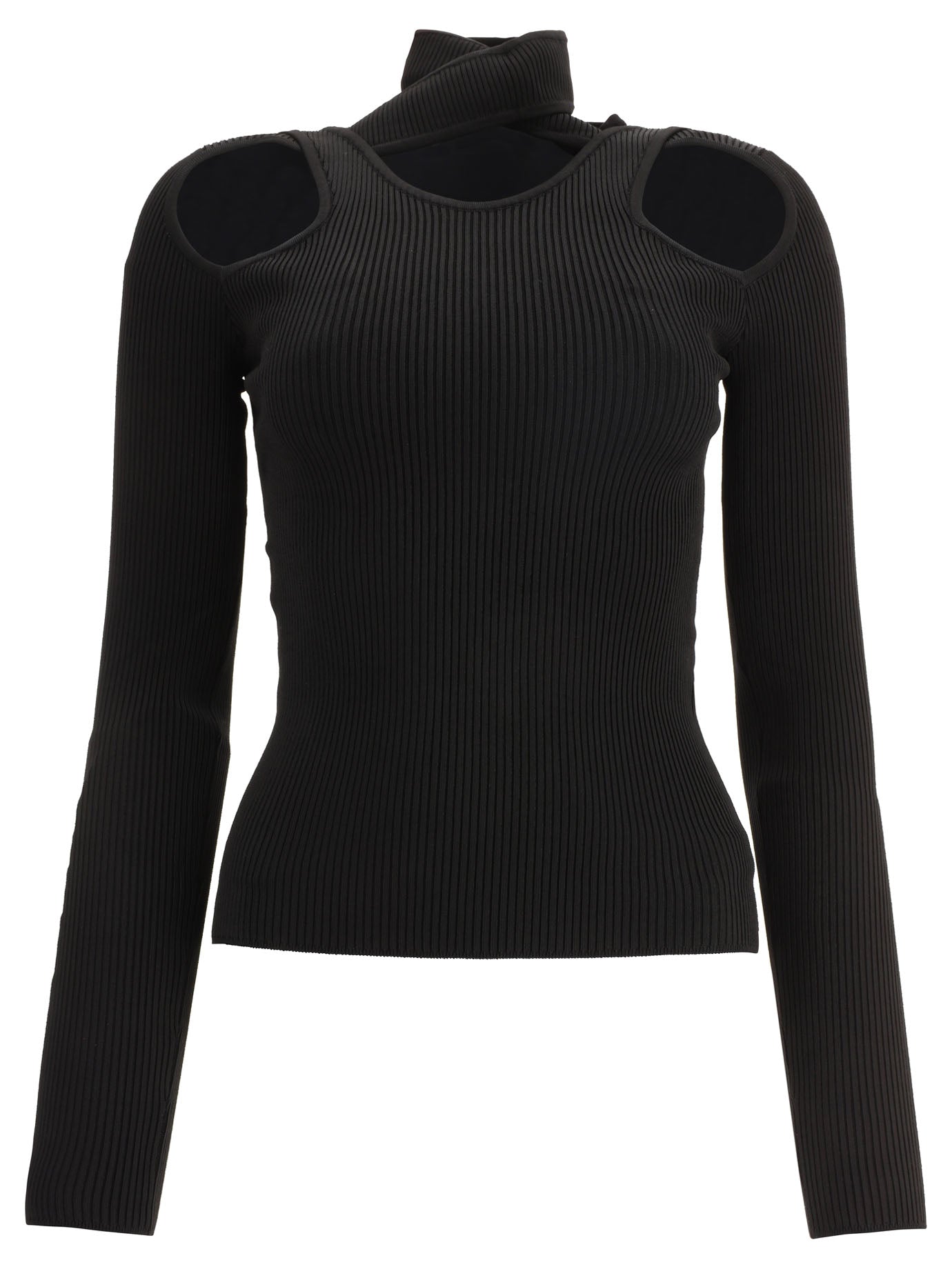 Coperni-Turtleneck With Cut-Out Knitwear Nero-Donna