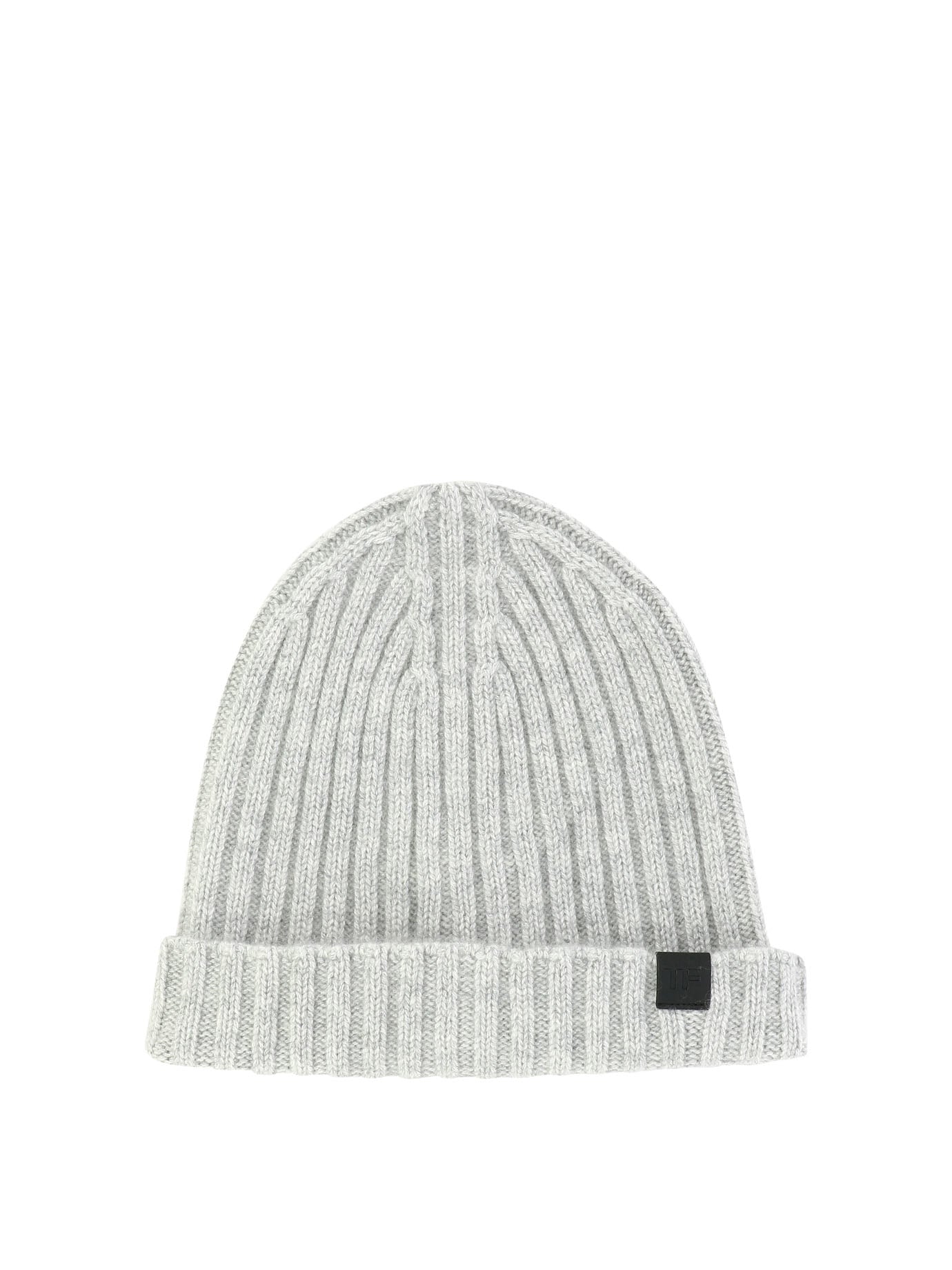 Tom Ford-Ribbed Beanie Cappelli Grey-Uomo