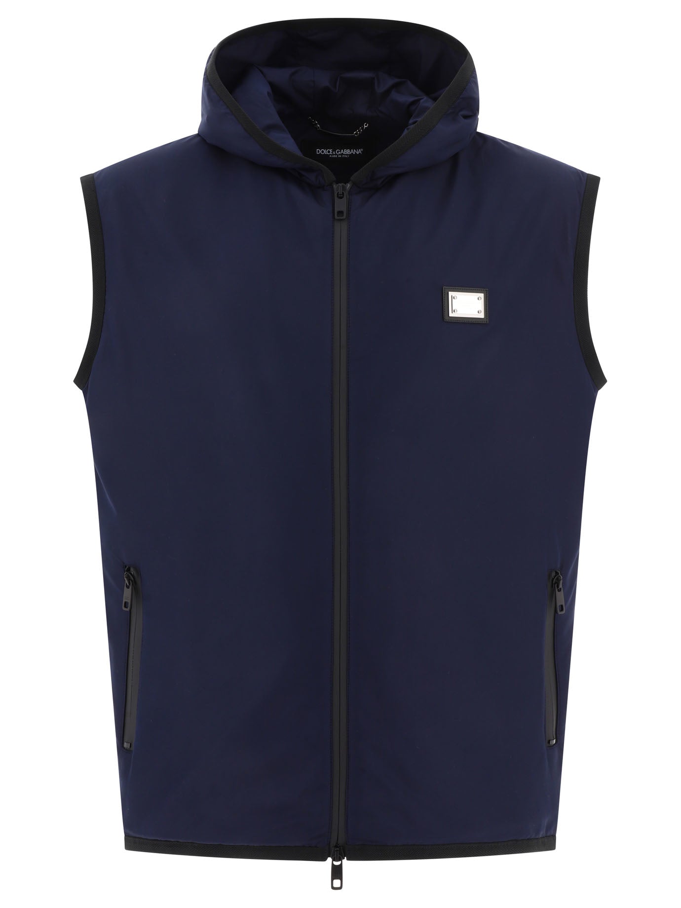 Dolce & Gabbana-Hooded Sports Vest Giacche Blu-Uomo