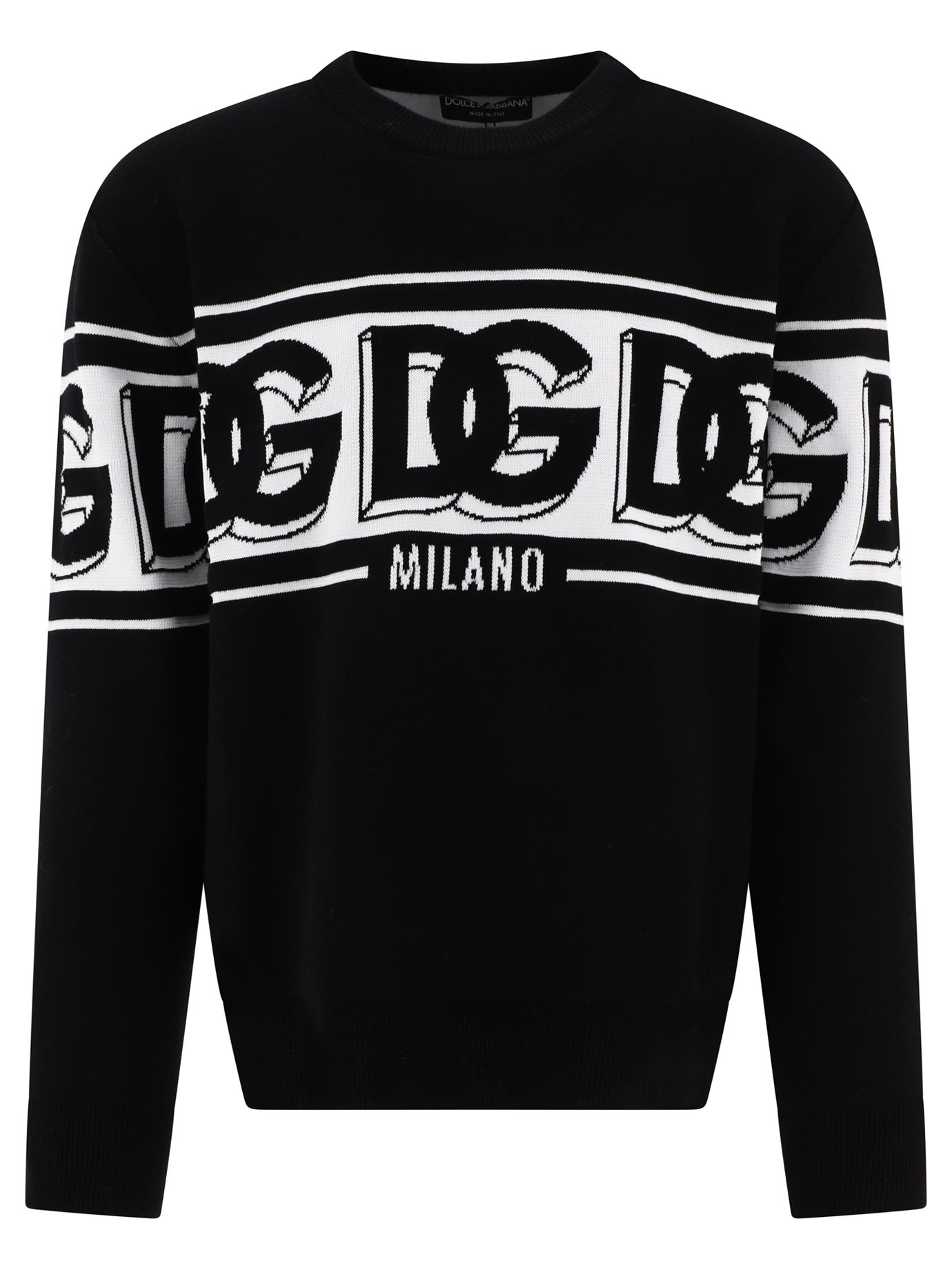 Dolce & Gabbana-Logo Sweater Knitwear Nero-Uomo