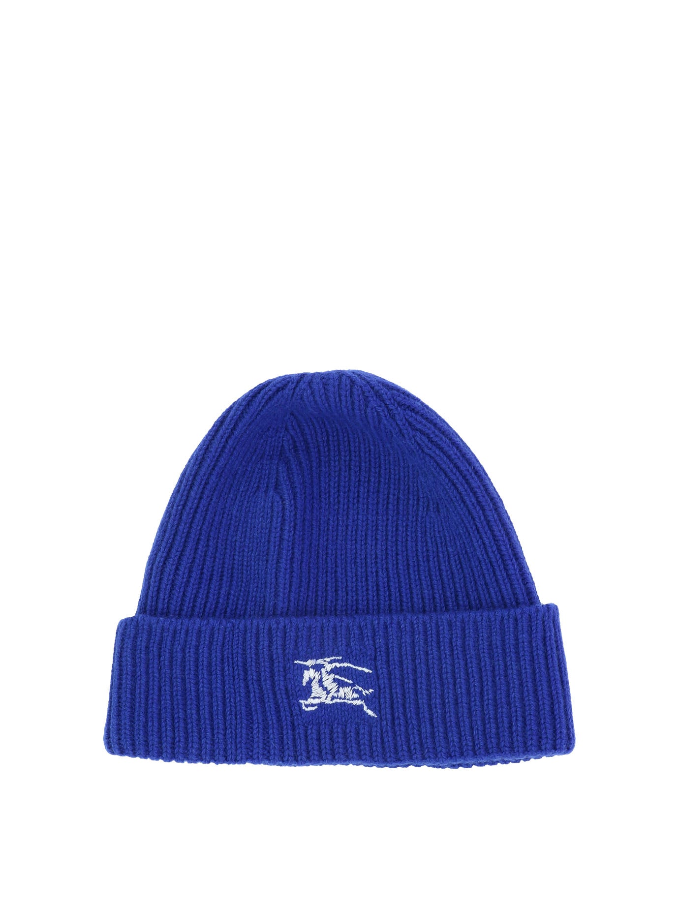 Burberry-Ribbed Cashmere Beanie Cappelli Blu-Donna