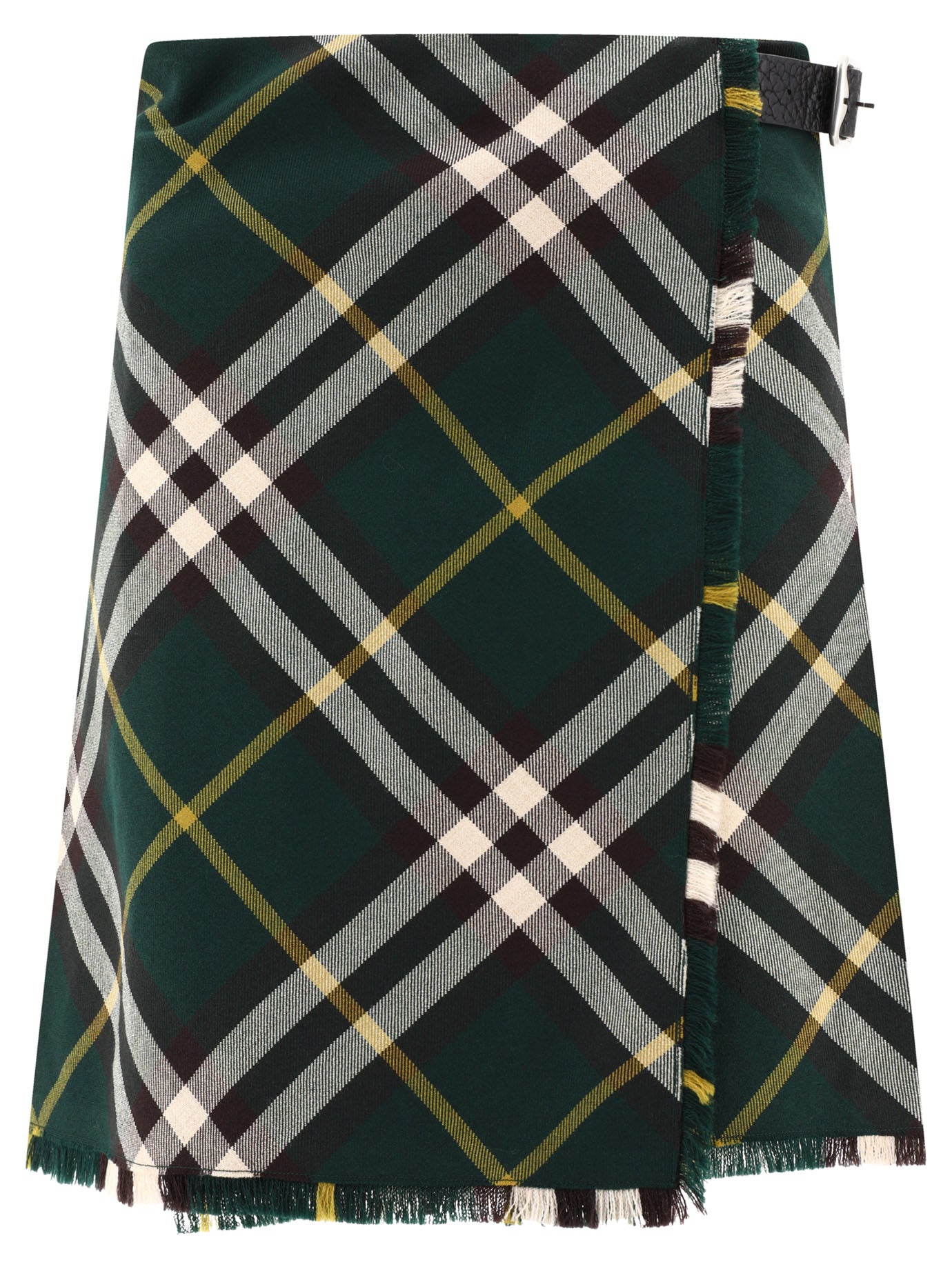 Burberry-Check Wool Kilt Gonne Verde-Donna