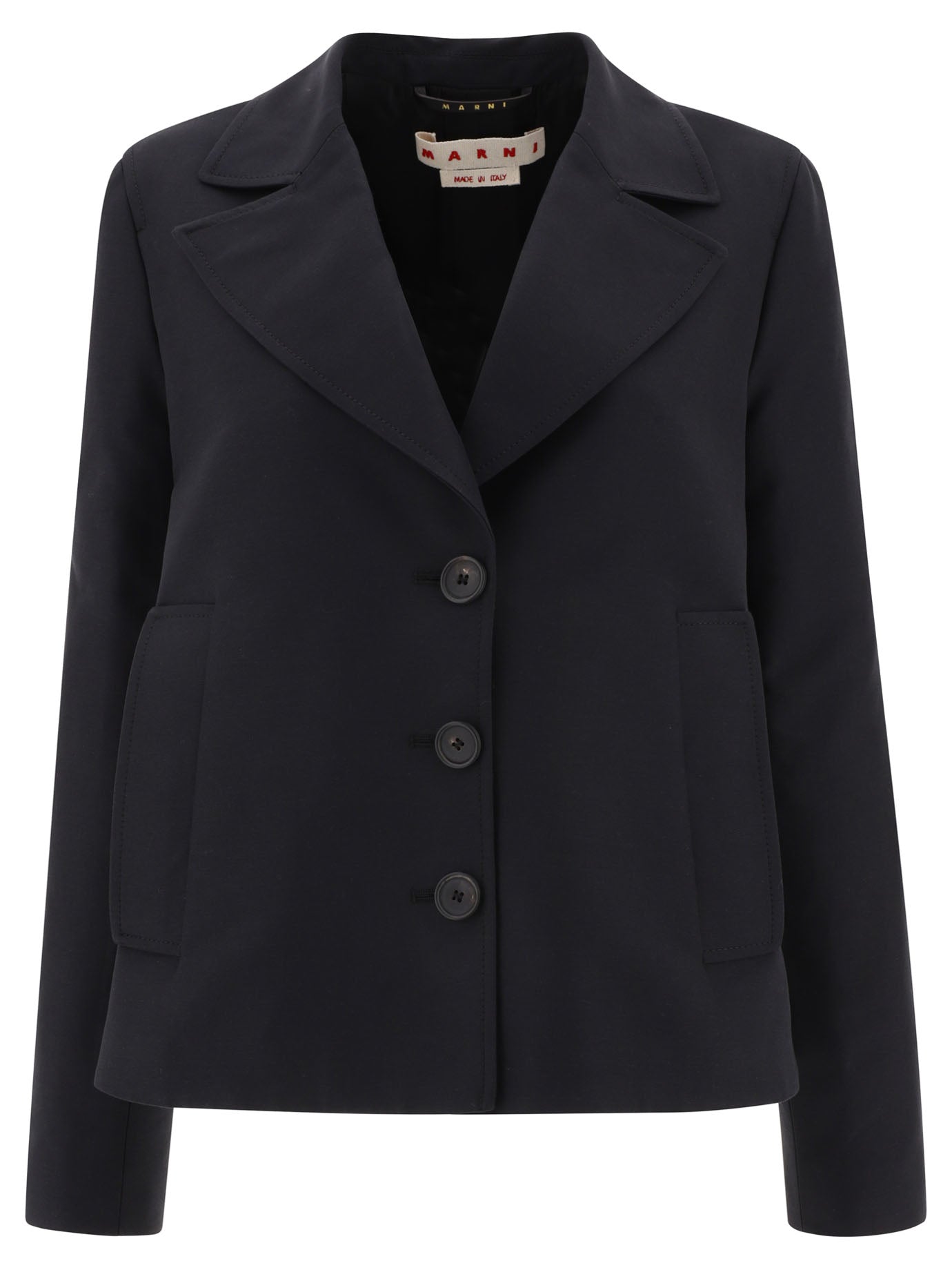 Marni-A-Line Cady Jacket With Back Pleat Giacche Nero-Donna