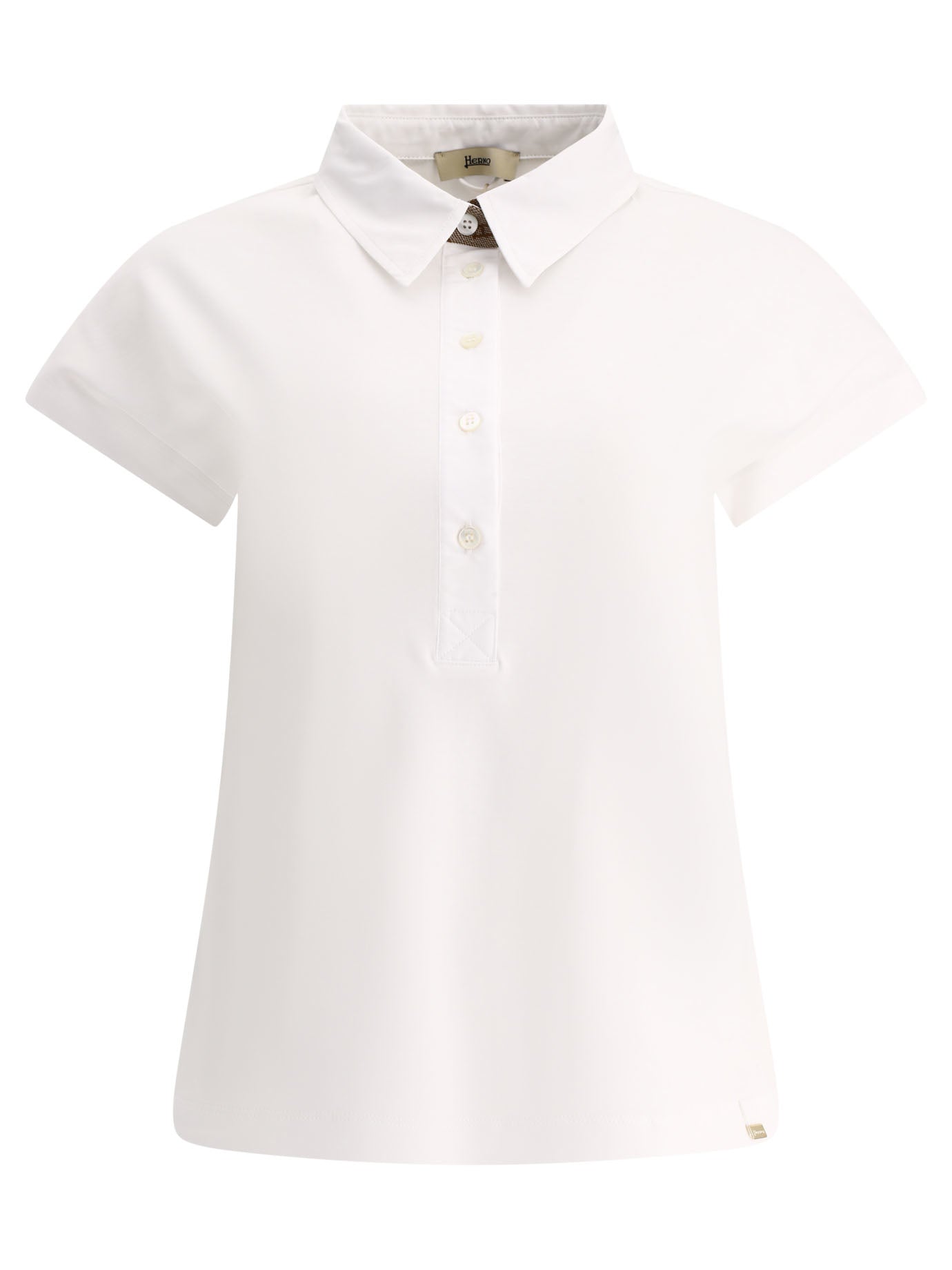 Herno-Poplin And Monogram Polo Shirt Polo Shirts Bianco-Donna