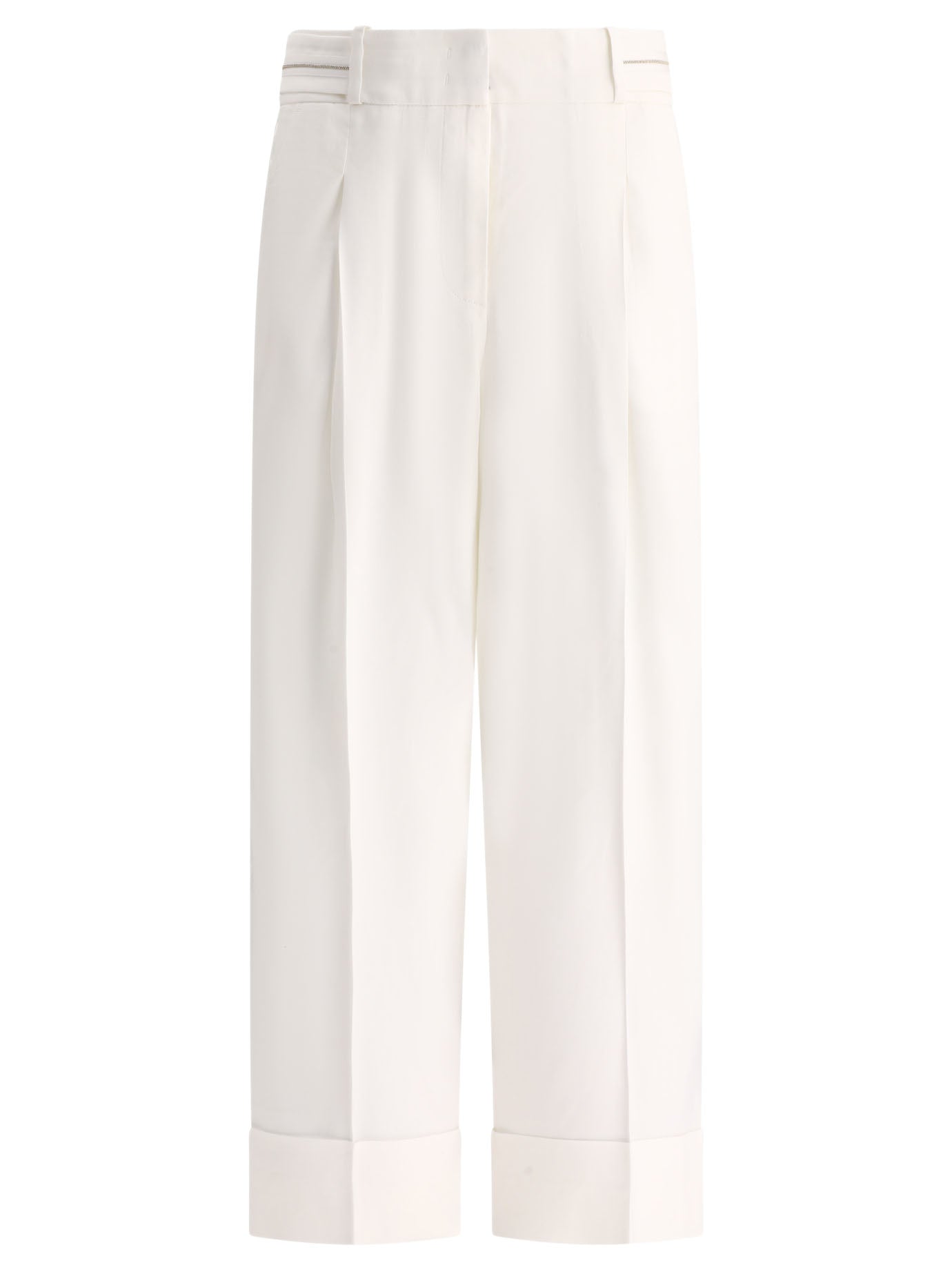 Peserico-Cuffed Trousers Bianco-Donna