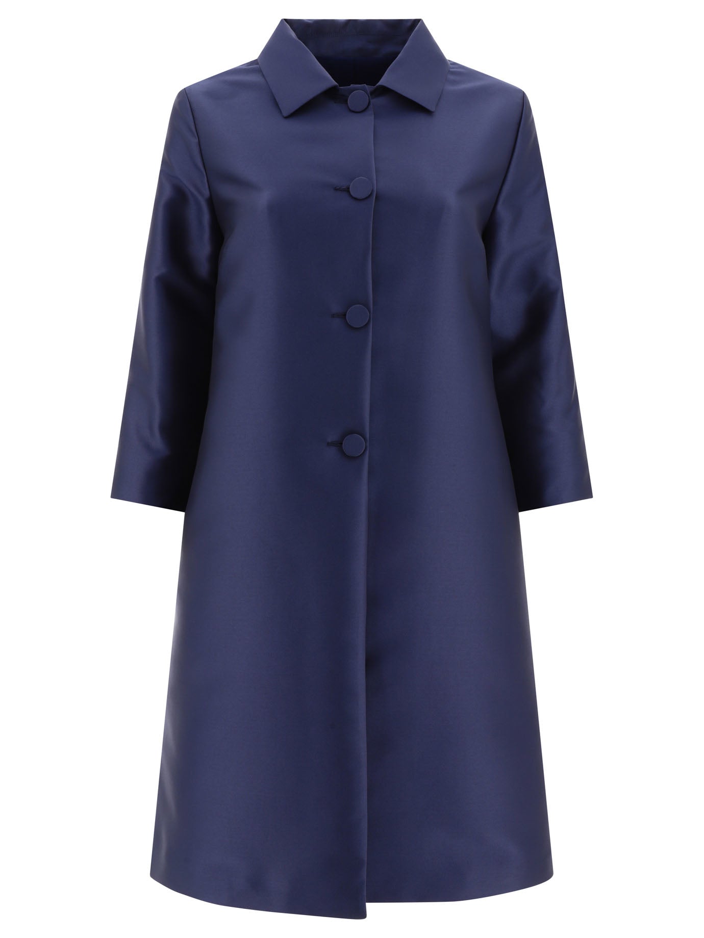 F. It-Lighweight Single-Breasted Coat Coats Blu-Donna