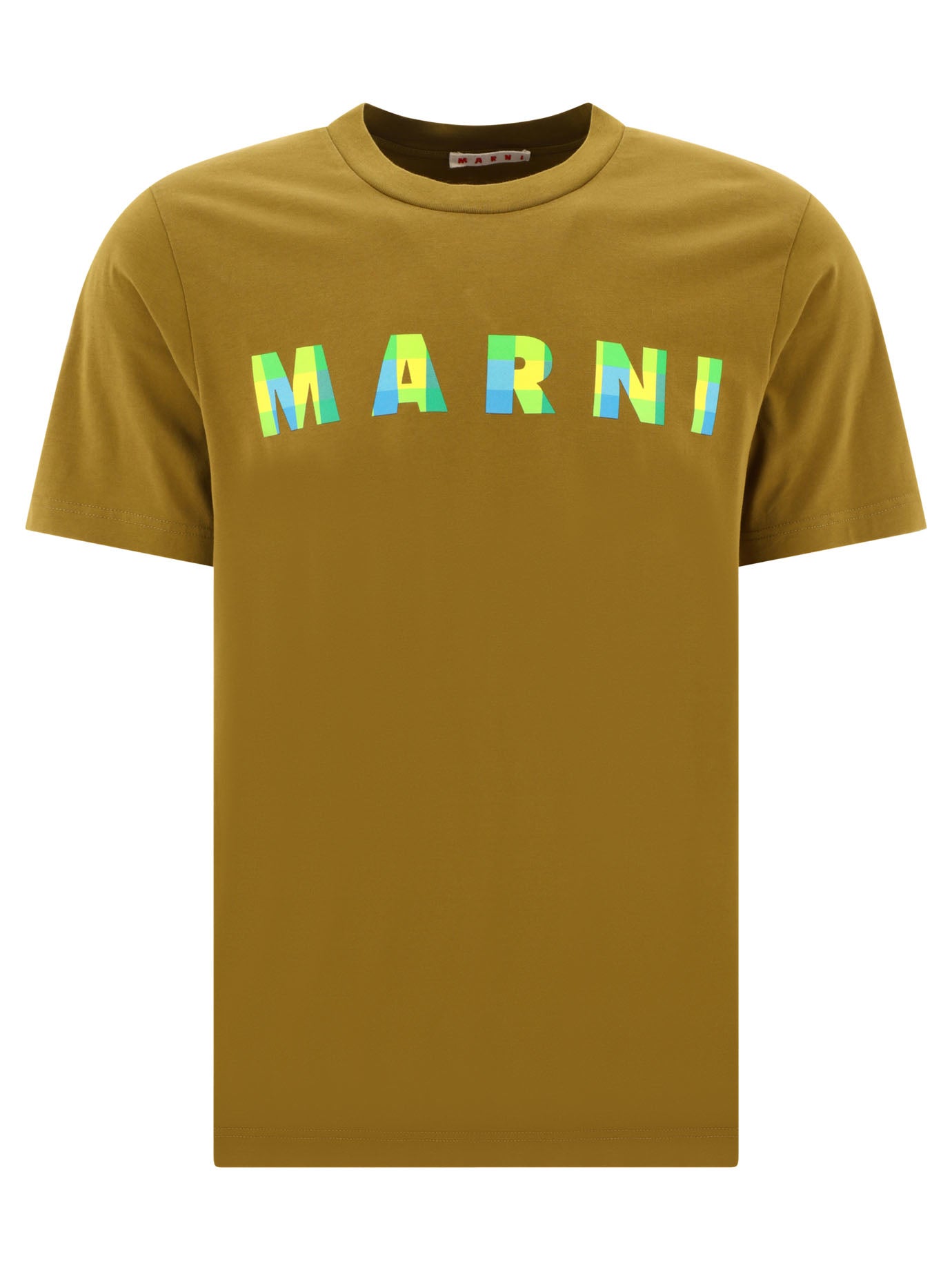 Marni-Gingham T-Shirts Verde-Uomo