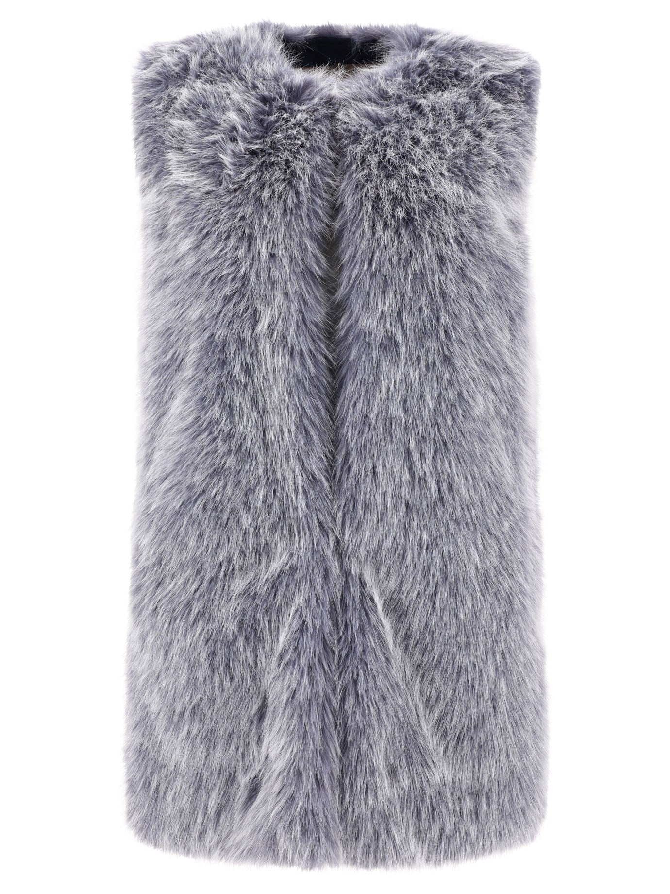 Herno-Faux Fur Vest Jacket Giacche Celeste-Donna