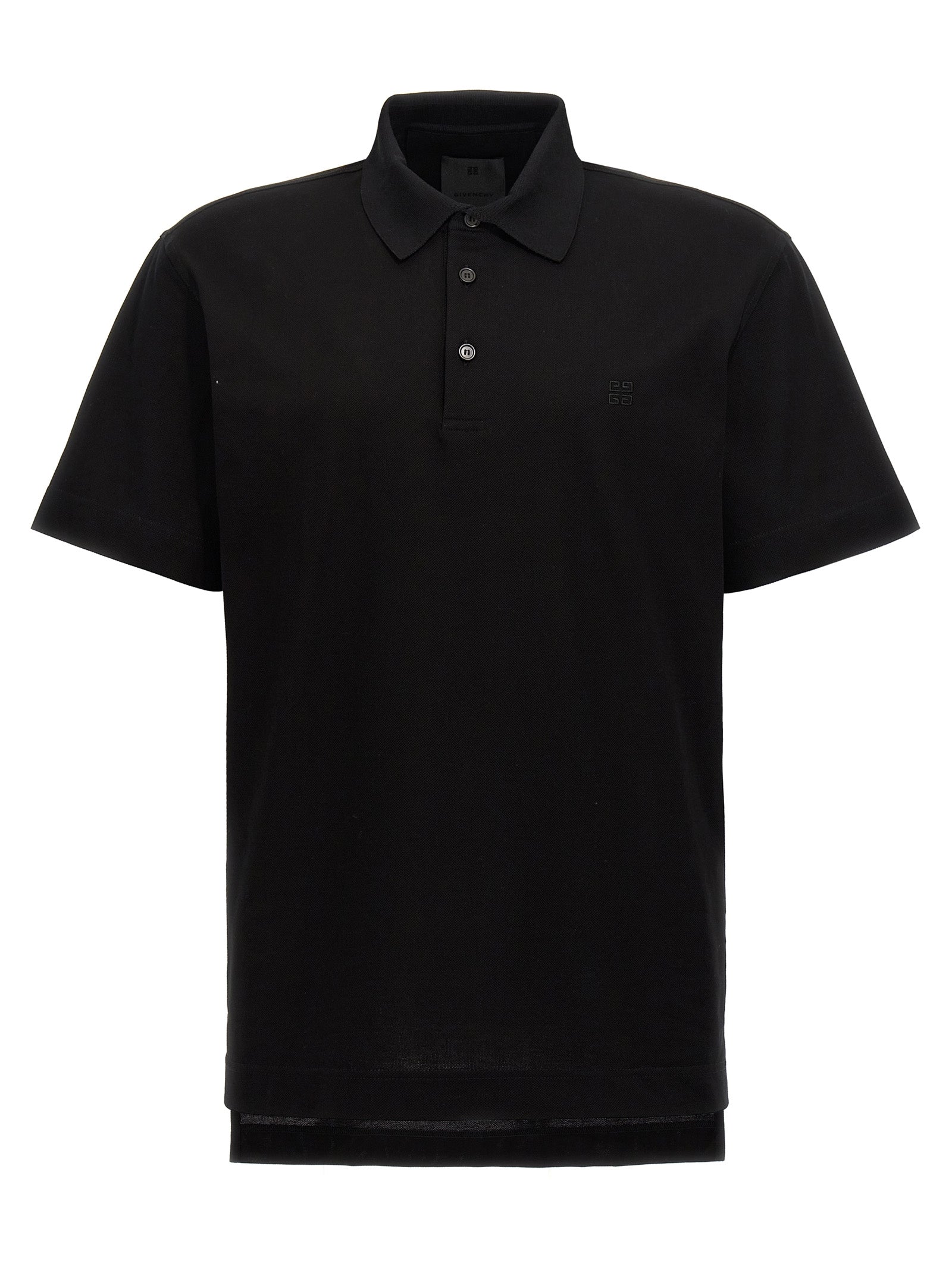 Givenchy-Logo Embroidery Shirt Polo Nero-Uomo